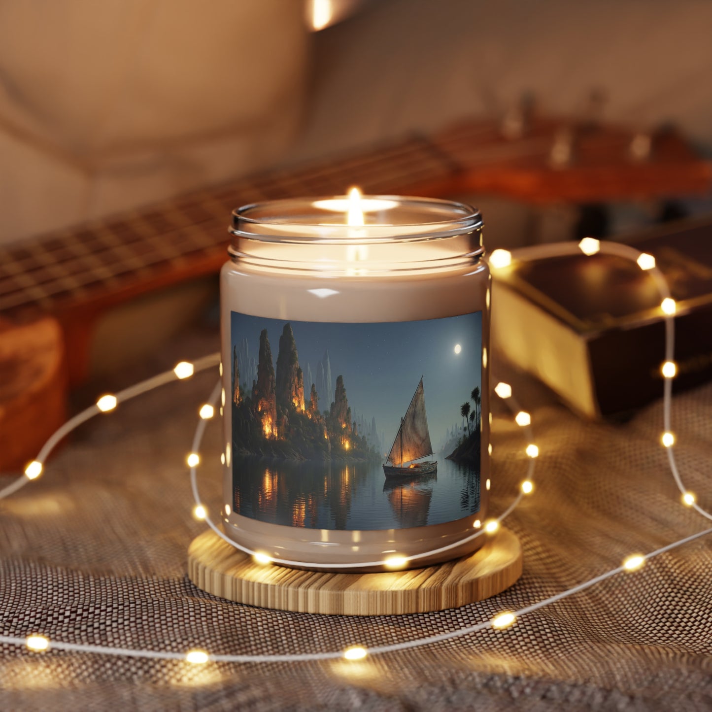 Moonlit River Voyage Scented Soy Candles with White Lid, 9oz – Warm Lantern Glow