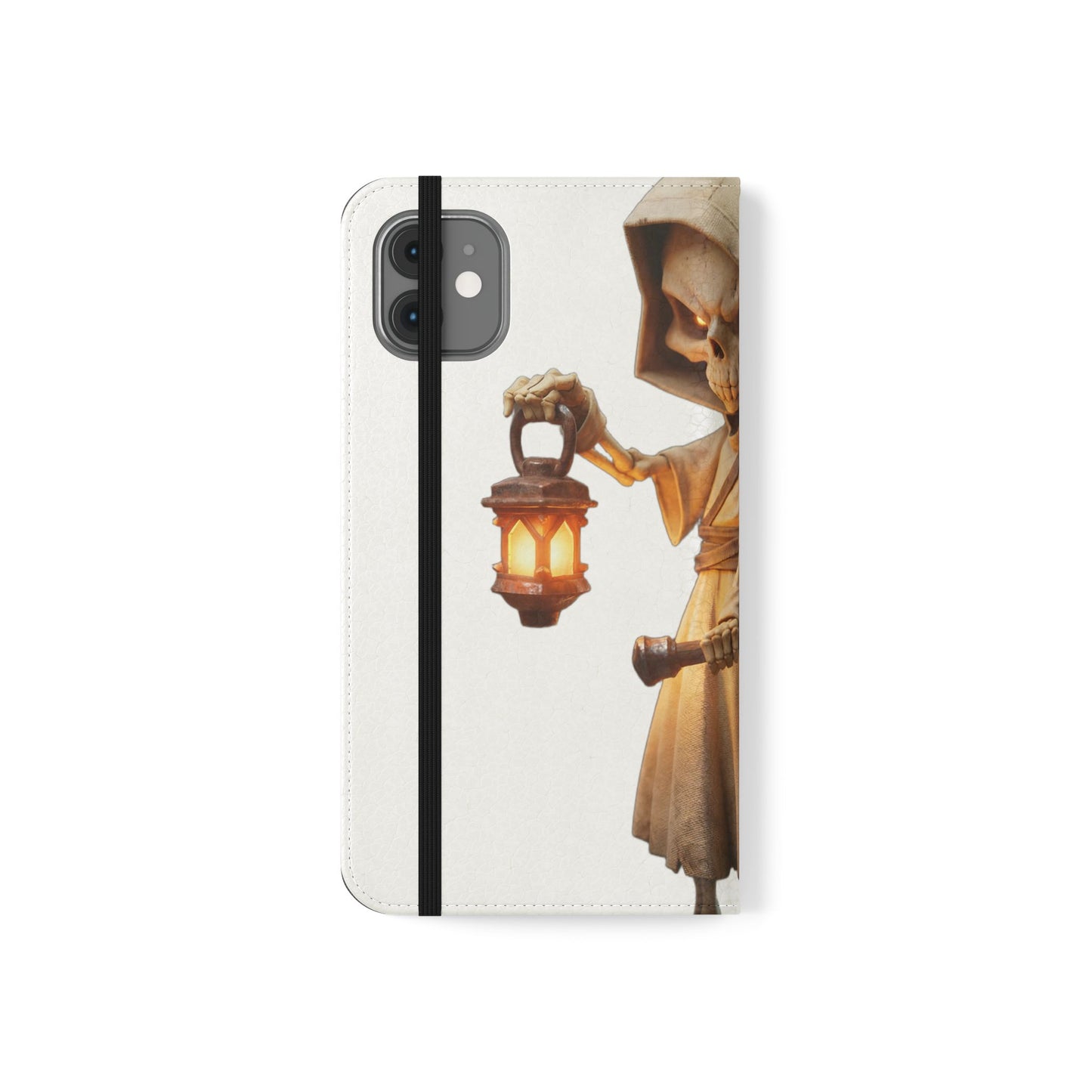 Lantern-Bearing Sentinel Flip Cases – Hooded Guardian with Scythe and Warm Glow