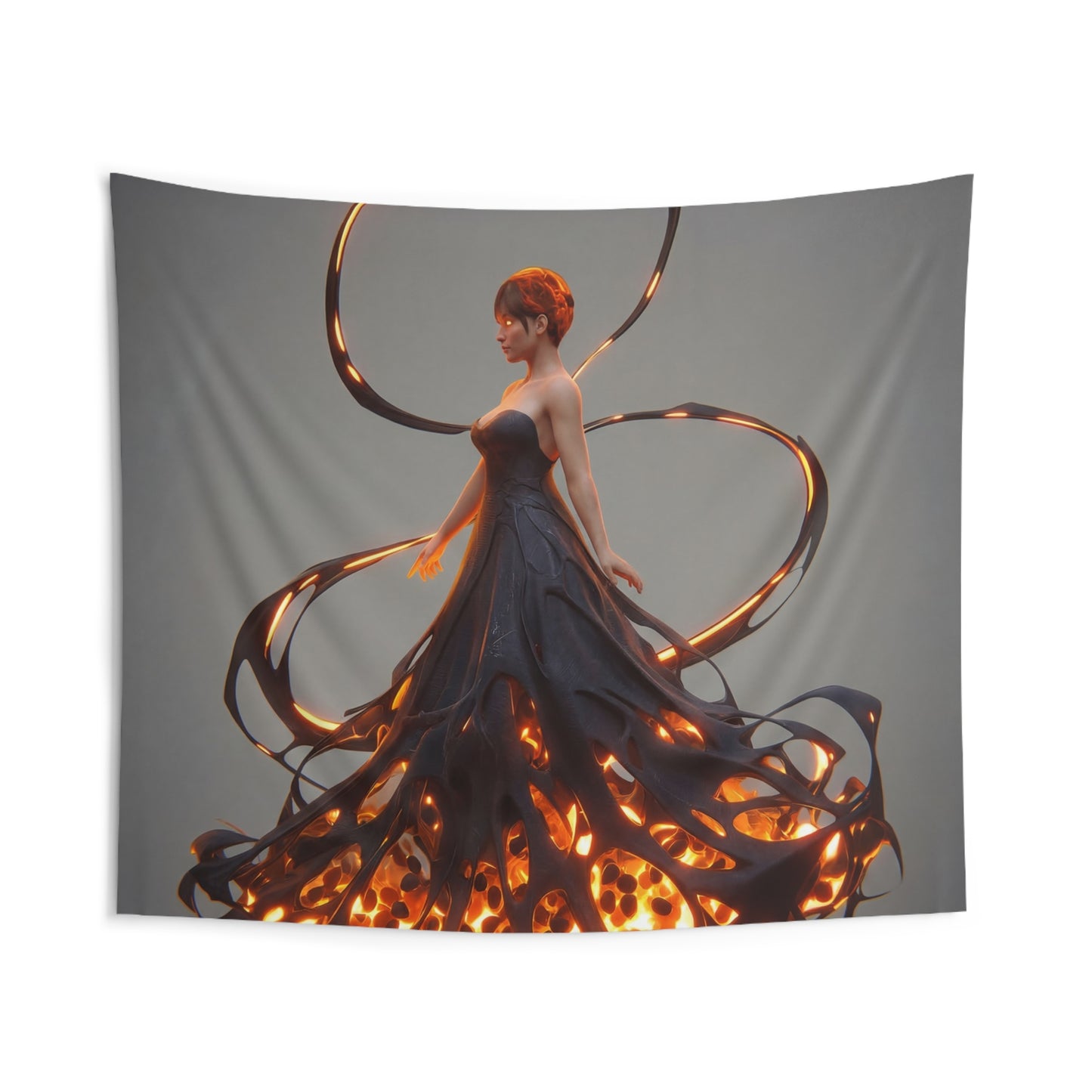 Luminescent Veil Woman Indoor Wall Tapestries – Floating Aura Dreamscape