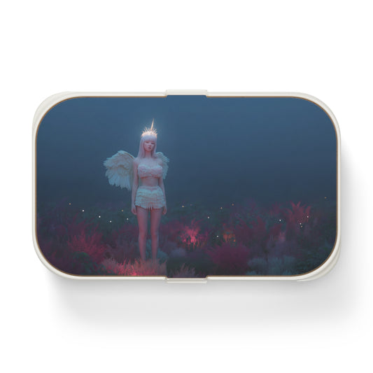 Luminescent Angel in Twilight Field Bento Lunch Box – Radiant Guardian of the Misty Meadow
