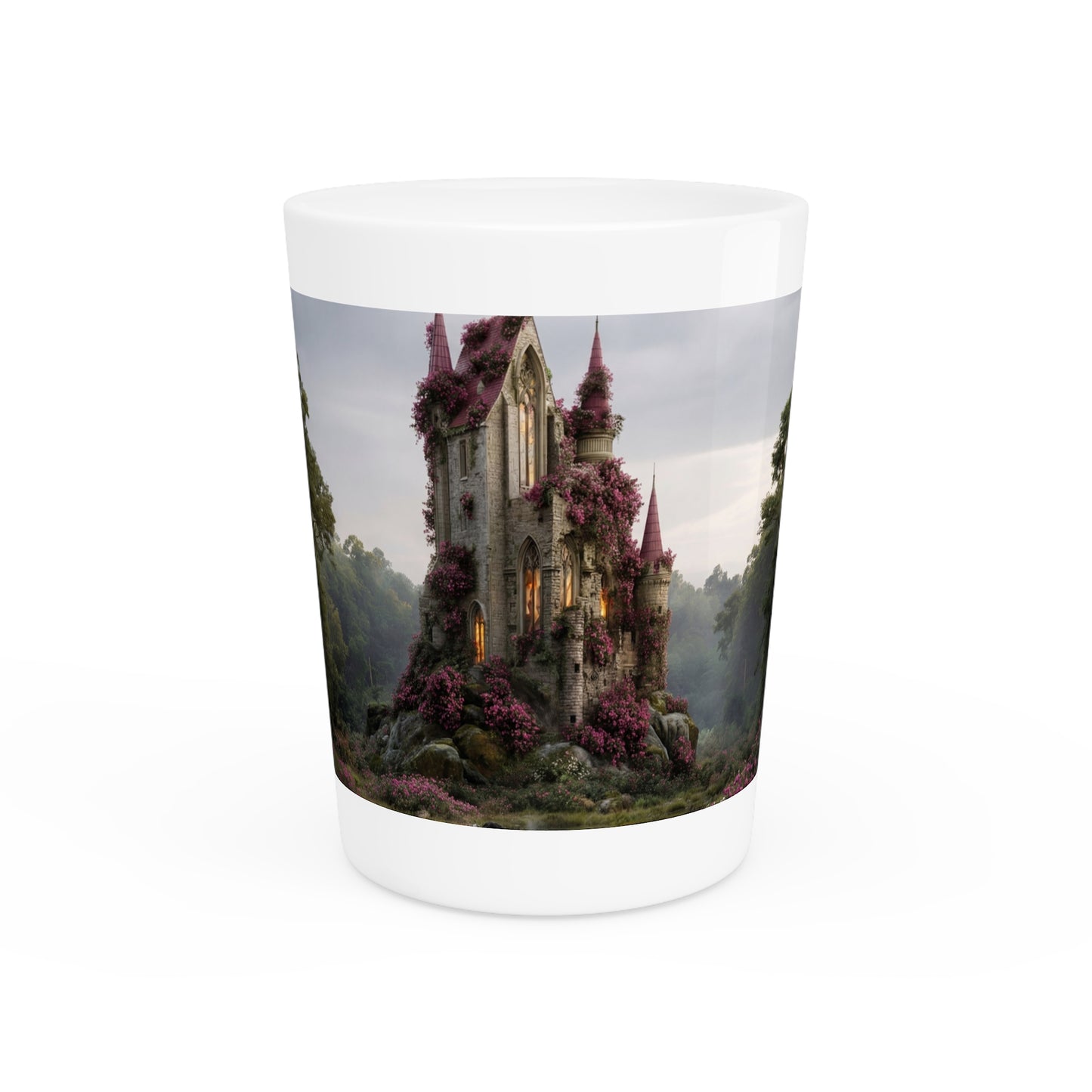Rose-Clad Castle Shot Glass – Whispering Twilight Abode