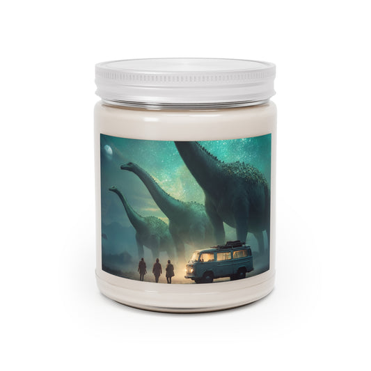 Dinosaur Encounter Scented Soy Candles with White Lid, 9oz – Moonlit Campground Whispers