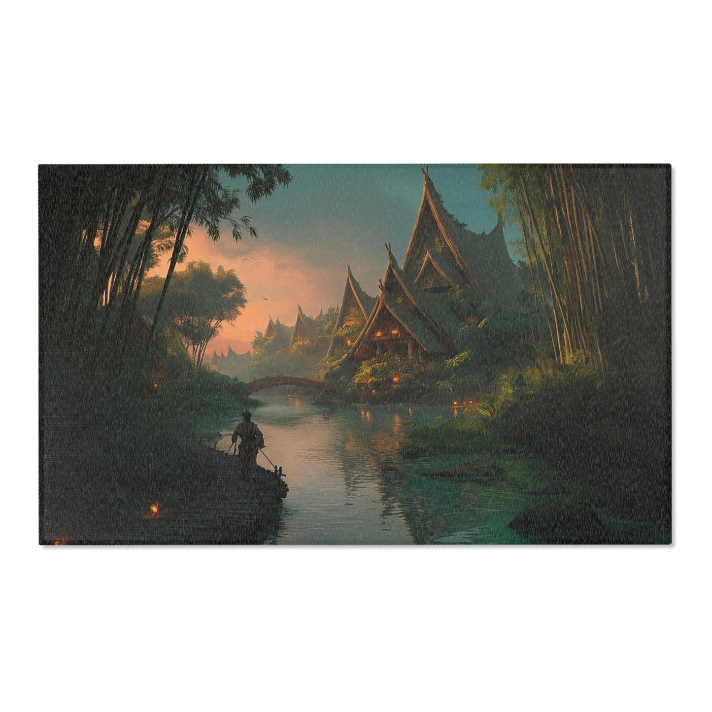 Bamboo River Village Rug – Twilight Waterway Serenity
