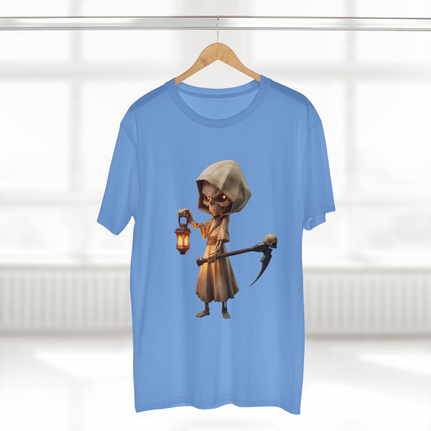 Lantern Skeleton Sentinel Adult Staple Tee – Candlelit Guardian Journey