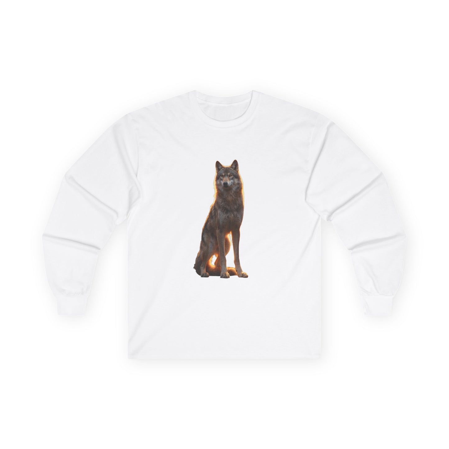 Twilight Wolf Unisex Ultra Cotton Long Sleeve Tee – Golden Hour Sentinel