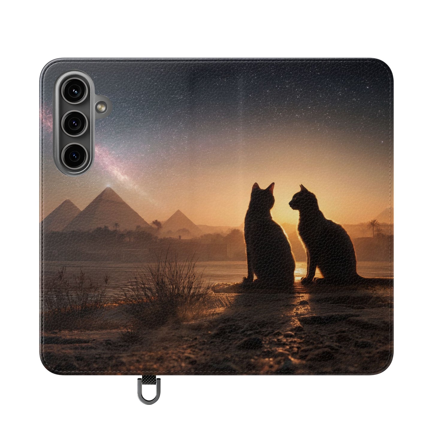 Pharaoh Cats Flip Cases – Starry Nile Guardians on the Bank