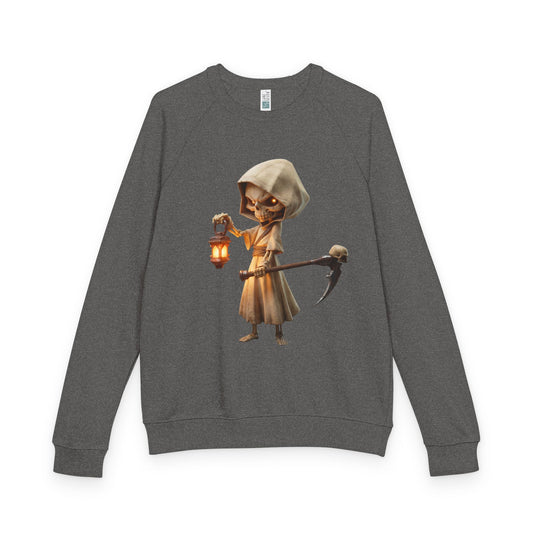 Lantern-Bearing Skeleton Hoodie – Warm Glow Guardian Crewneck