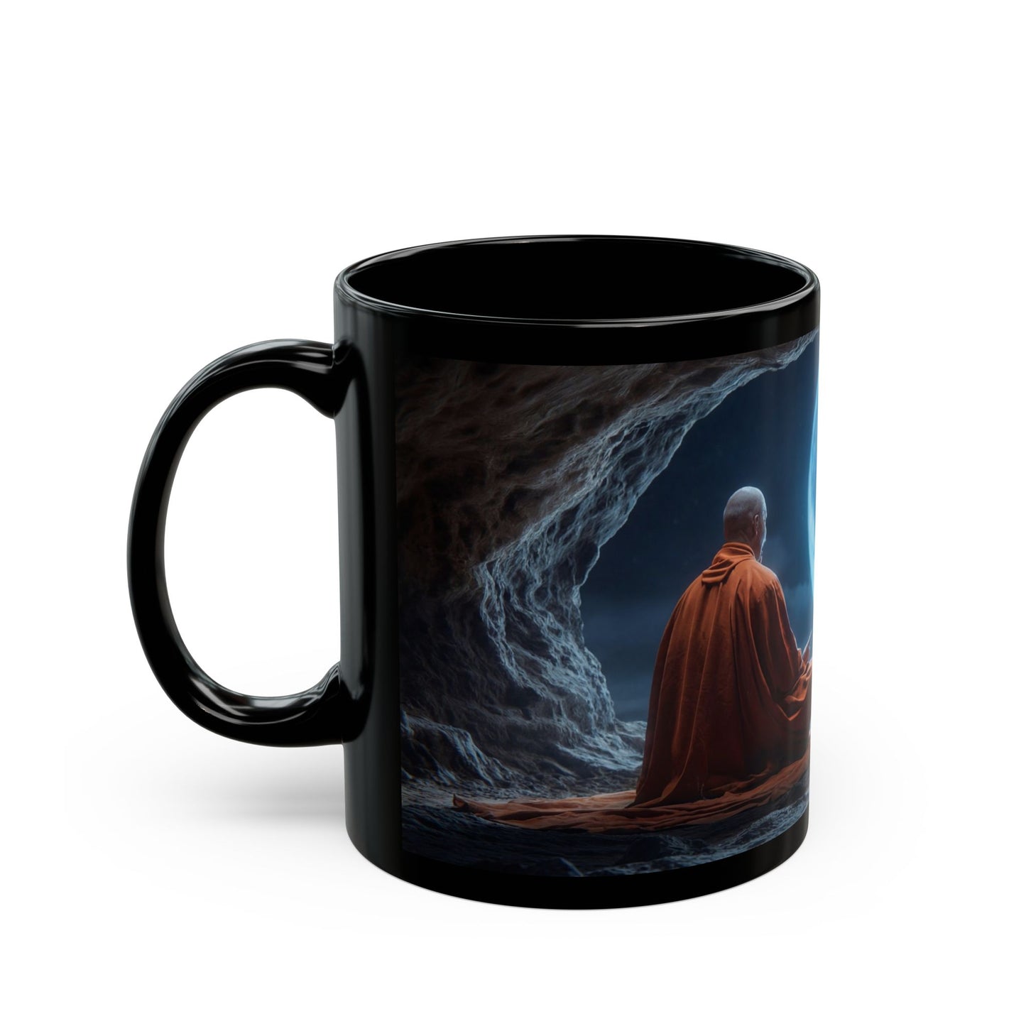 Moonlit Monk Meditation Mug – Serene Night Sanctuary