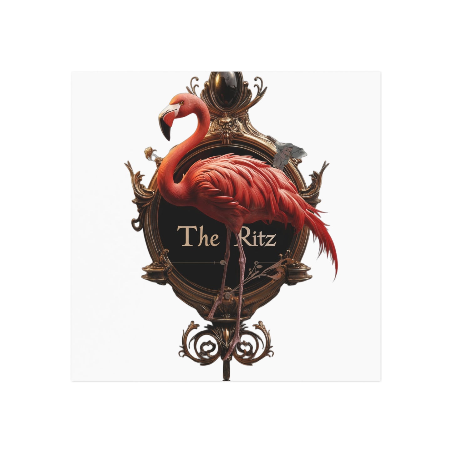 The Ritz Flamingo Square Magnet – Opulent Gold Ornate Crest