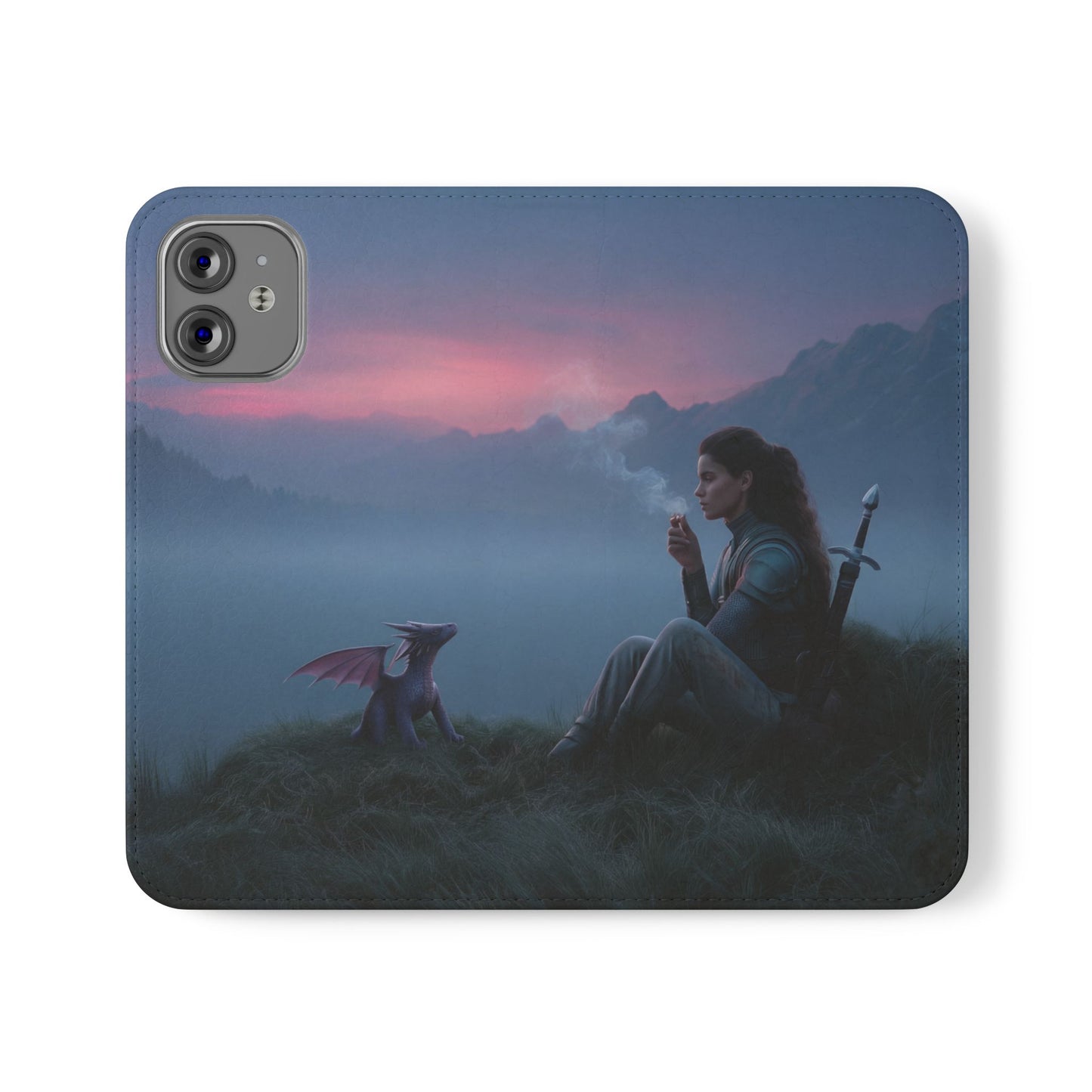 Silent Guardian Flip Cases – Misty Dawn Warrior and Dragon Companion