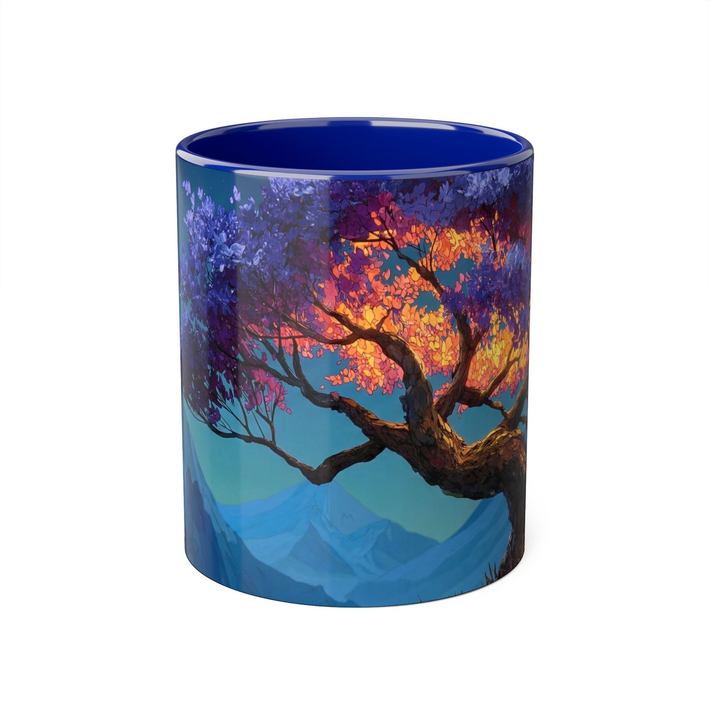 Twilight Bloom Accent Mugs, 11oz – Starlit Canopy & Golden Sunlight