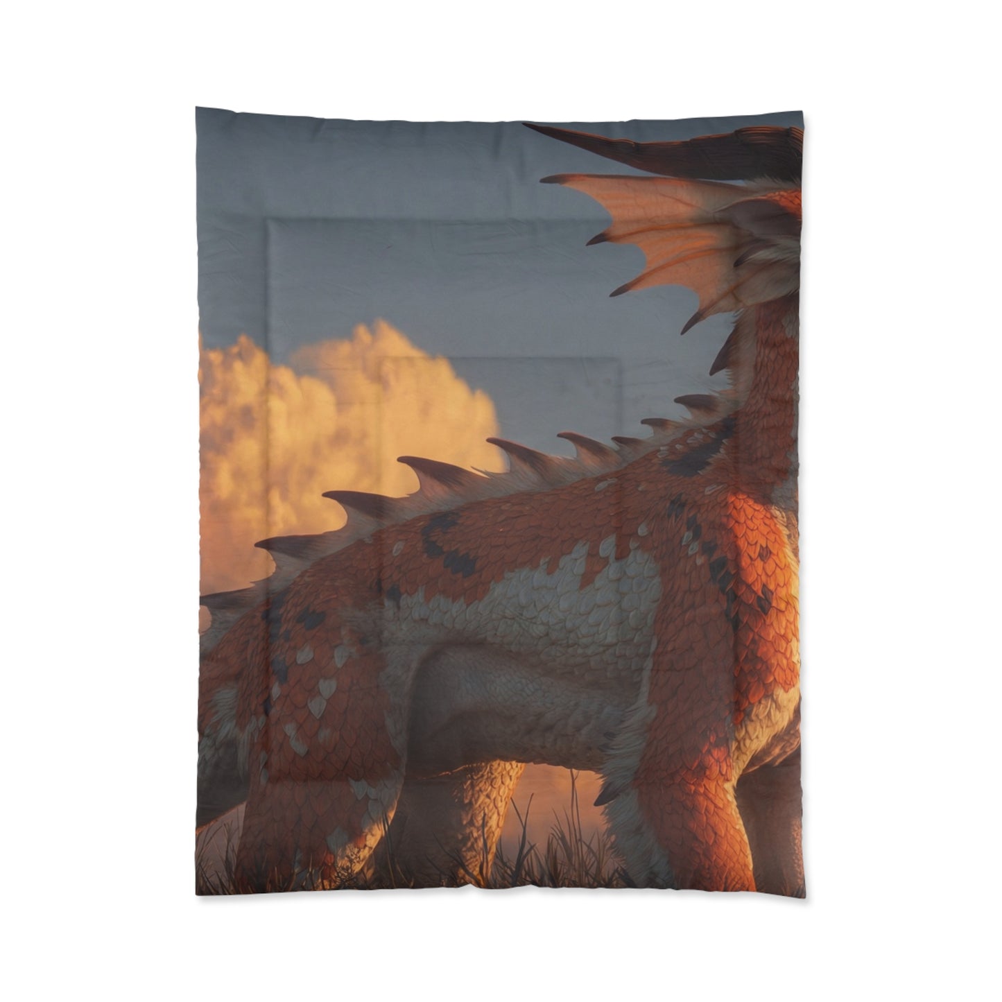Sunset Dragon Comforter – Warm Ember Guardian Dreamscape