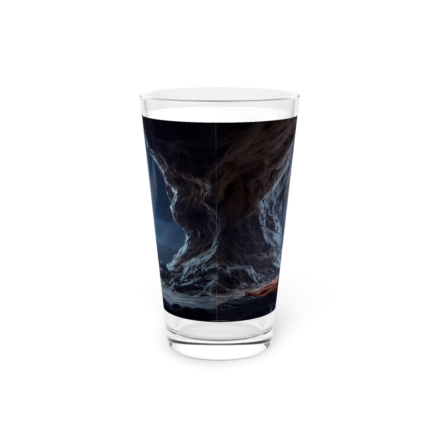 Moonlit Monk Meditation Pint Glass – 16oz Serene Cave Sanctuary