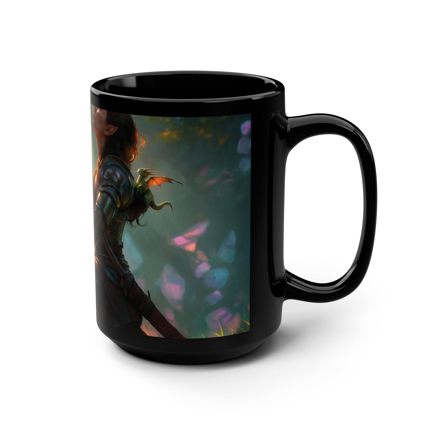 Crystal Canopy Paladin Mug, 15oz – Emerald Dragon Sentinel Resting