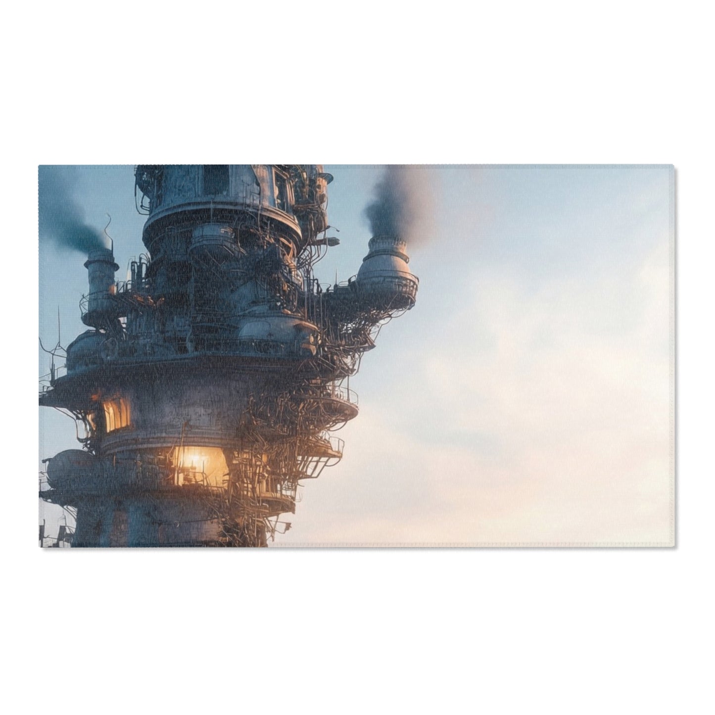 Skyward Spire Area Rugs – Dawn’s Industrial Cathedral