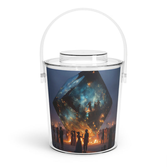Celestial Cube Ice Bucket with Tongs – Portal to a Starlit Ritual