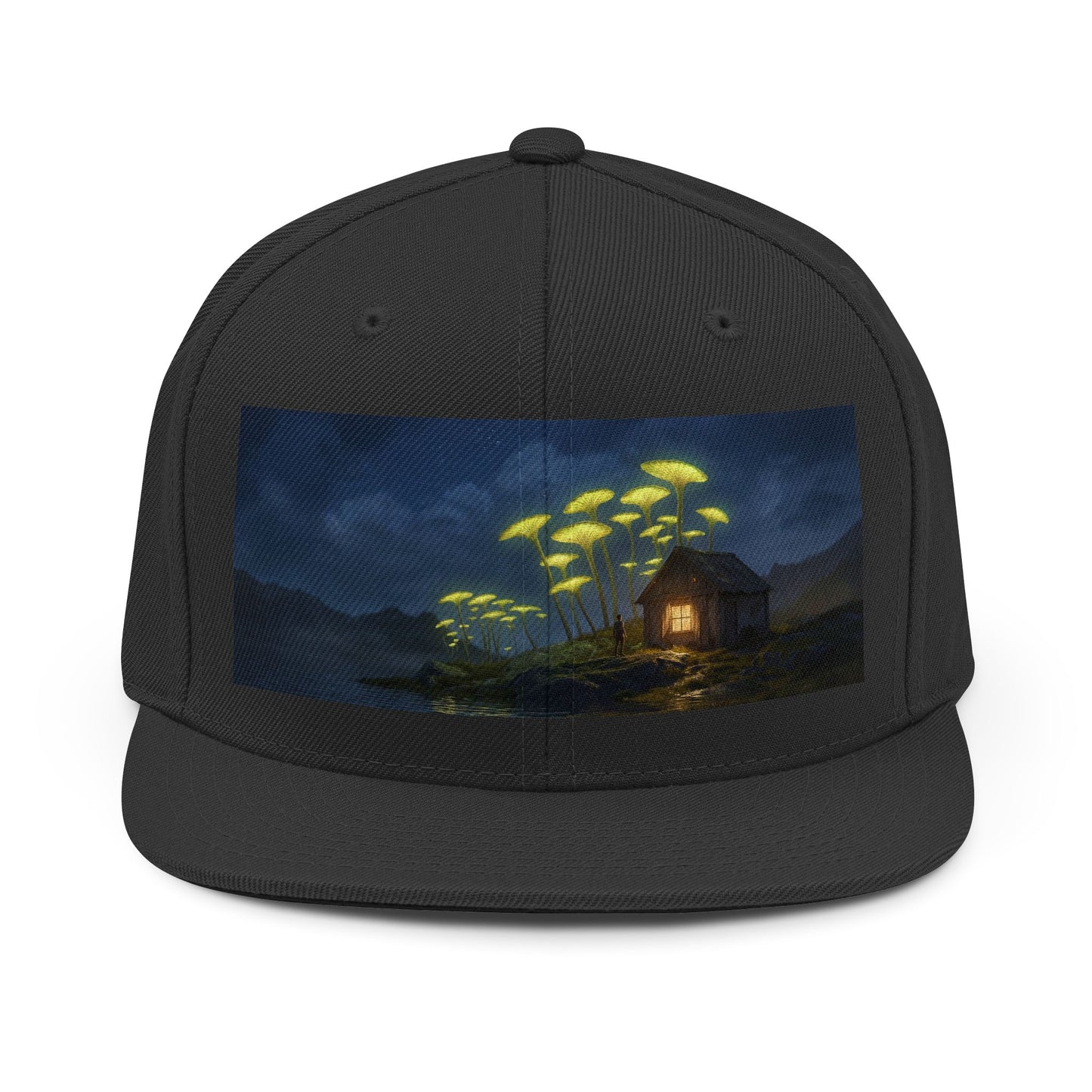 Glowing Mushroom Sentinel Unisex Snapback Hat – Twilight Watchkeeper Design