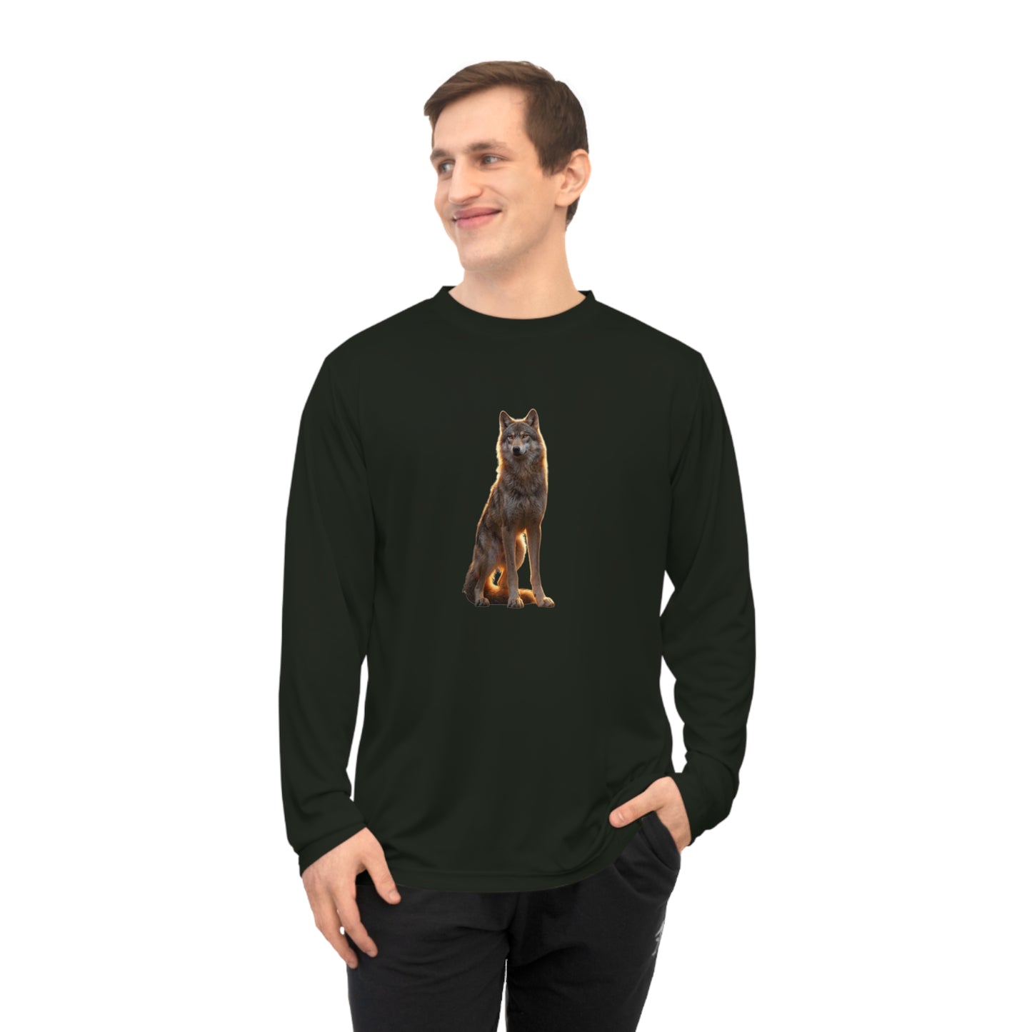 Golden Hour Wolf Unisex Performance Long Sleeve Shirt – Silent Watcher at Twilight