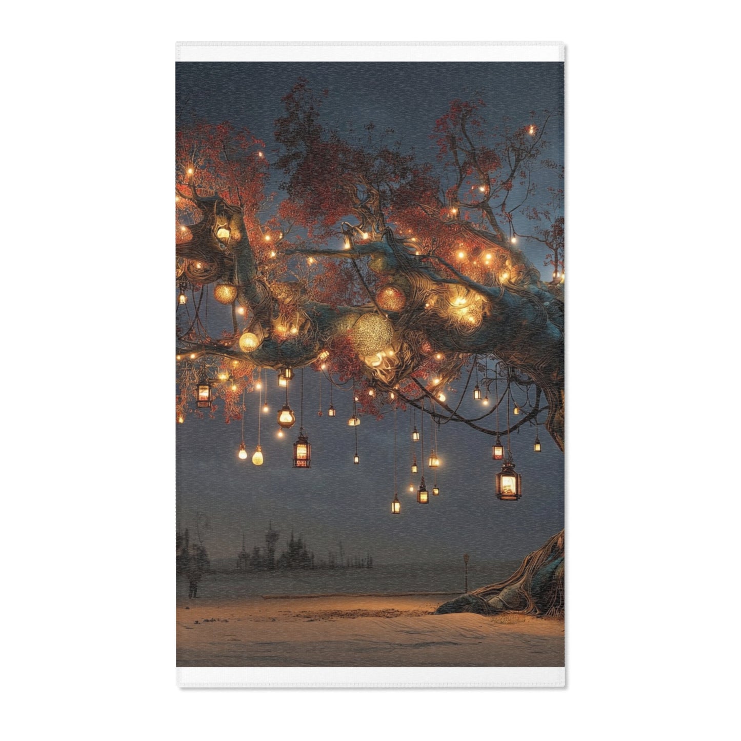 Luminous Wisp Tree Area Rug – Desert Nightglow Oasis