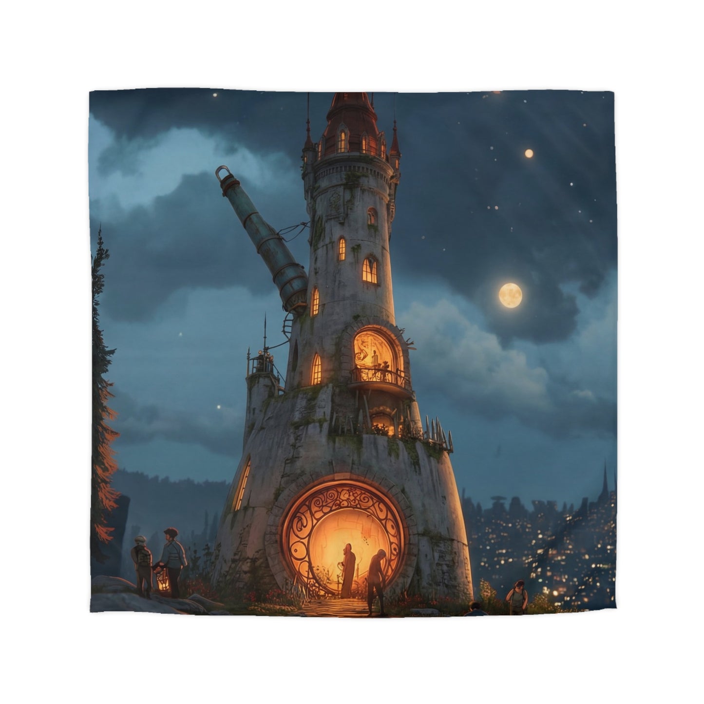 Starlit Observatory Duvet Cover – Whispers of the Cosmic Gate