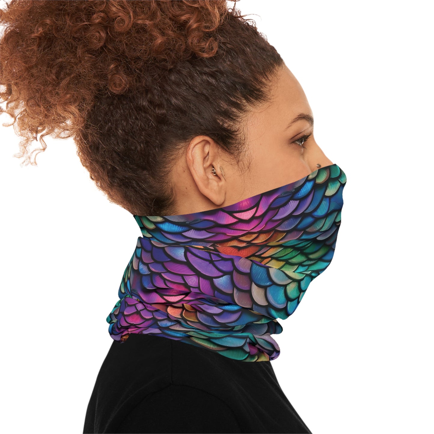 tiling pattern of rainbow dragon scales highly detailed realistic CGI render 8K - Lightweight Neck Gaiter