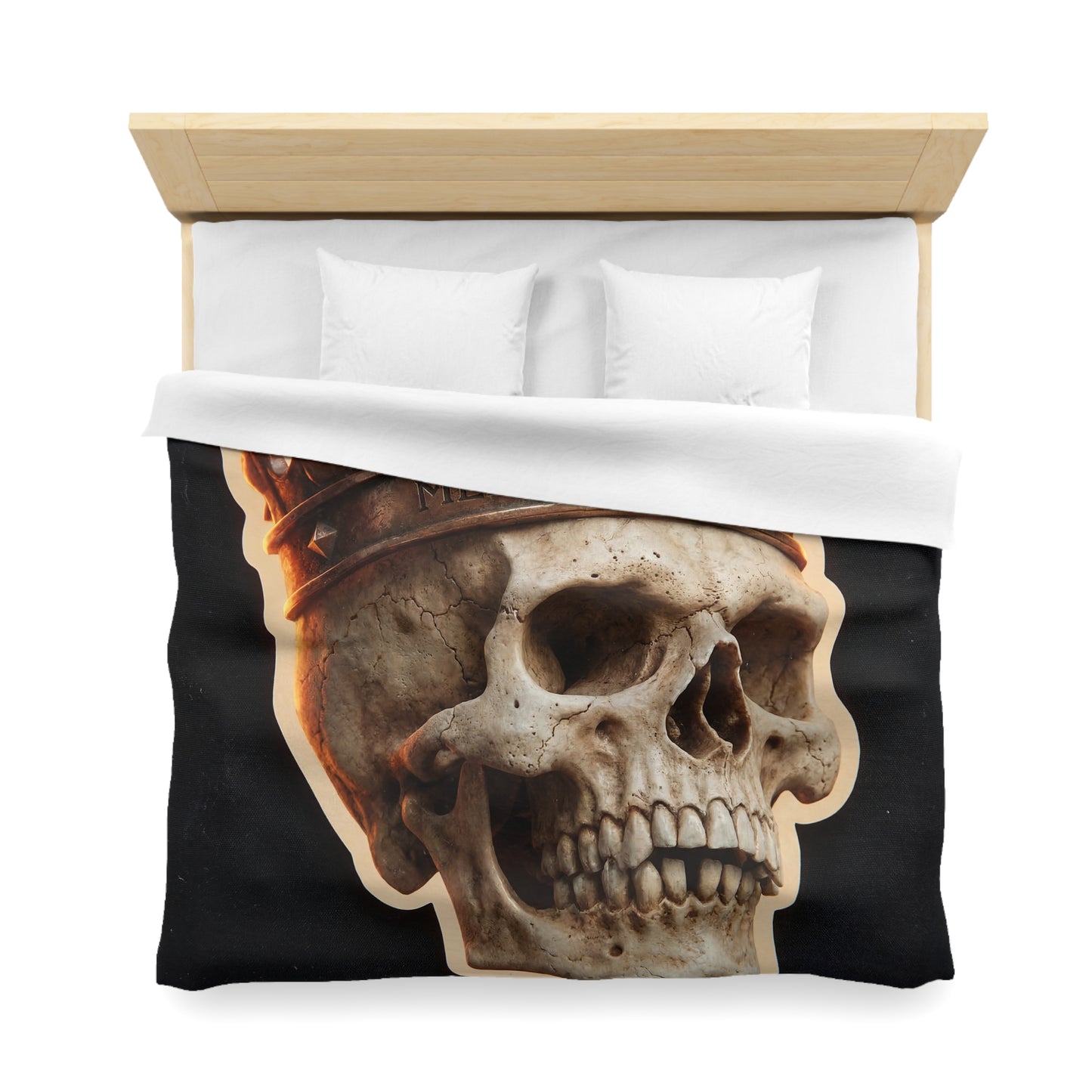 Crowned Skull Microfiber Duvet Cover – Regal Memento Mori Dreamscape