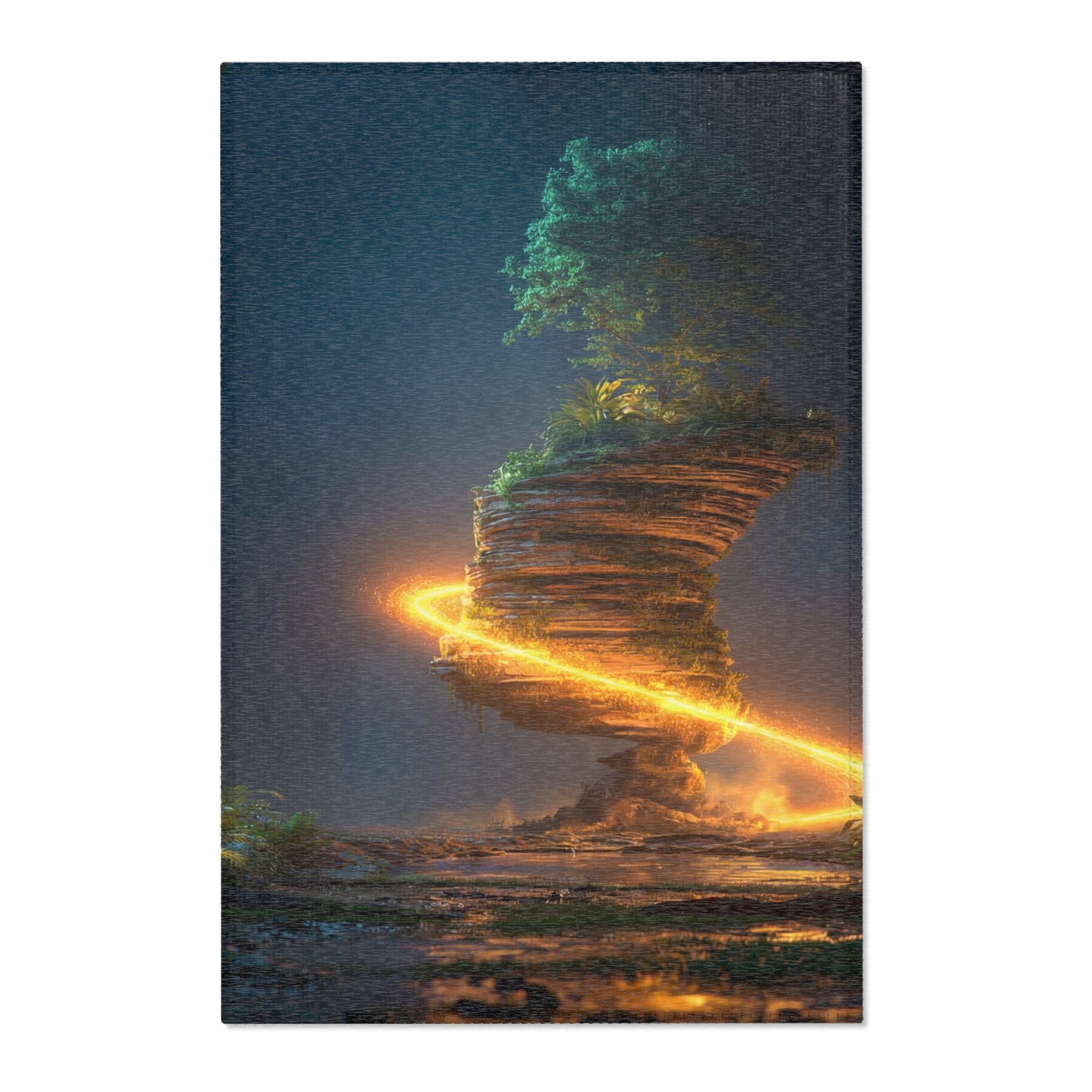 Floating Island Tree Rug – Luminous Twilight Sanctuary