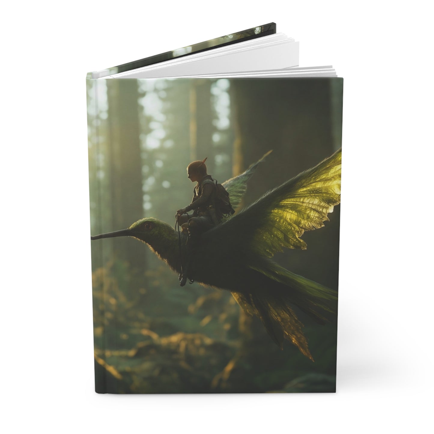 Forest Rider Hardcover Journal Matte – Sunbeam Flight Through Ancient Canopy