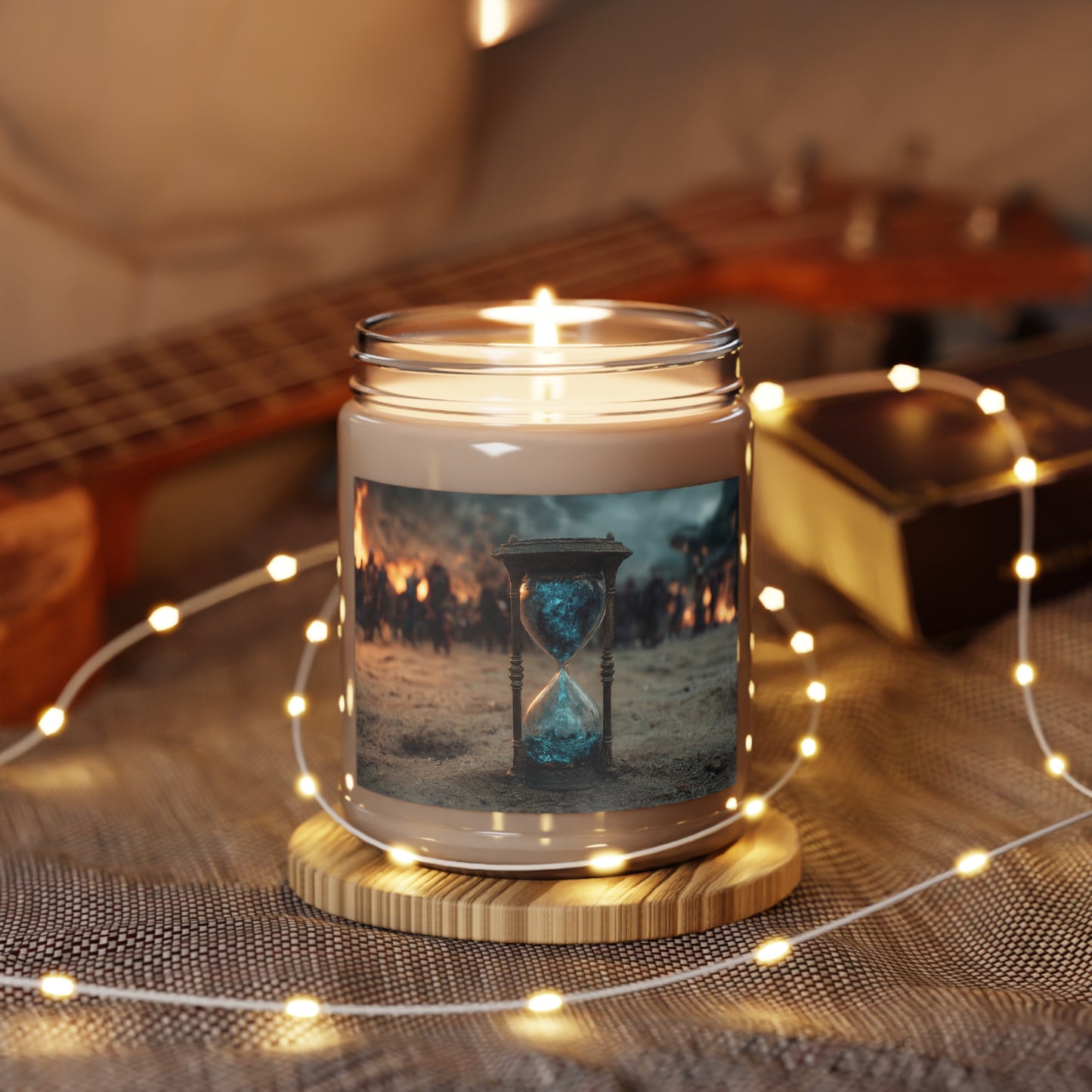 Hourglass of Twilight Scented Soy Candles with White Lid, 9oz – Blue Sands of a Fading Battle