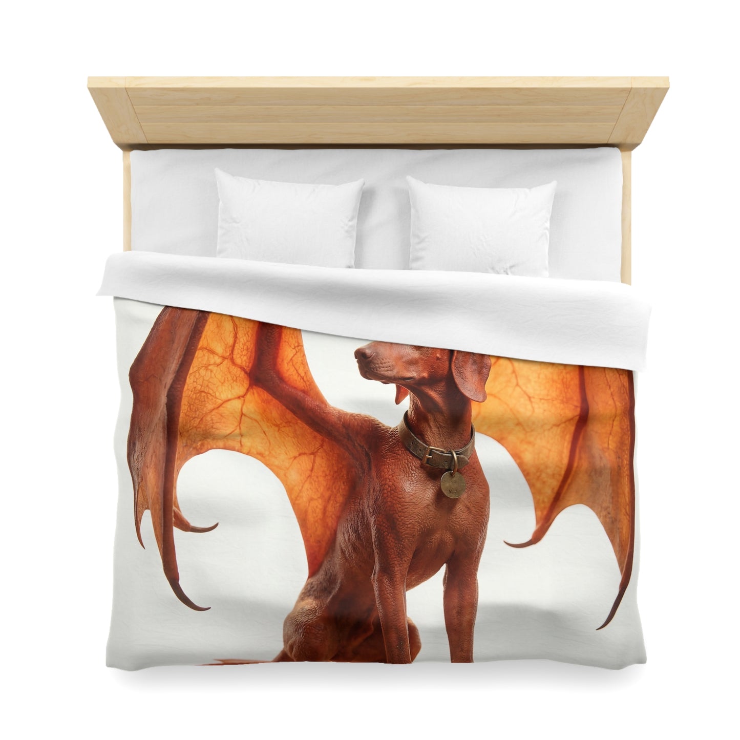 Winged Hound Duvet Cover – Amber Glow Guardian of the Hearth
