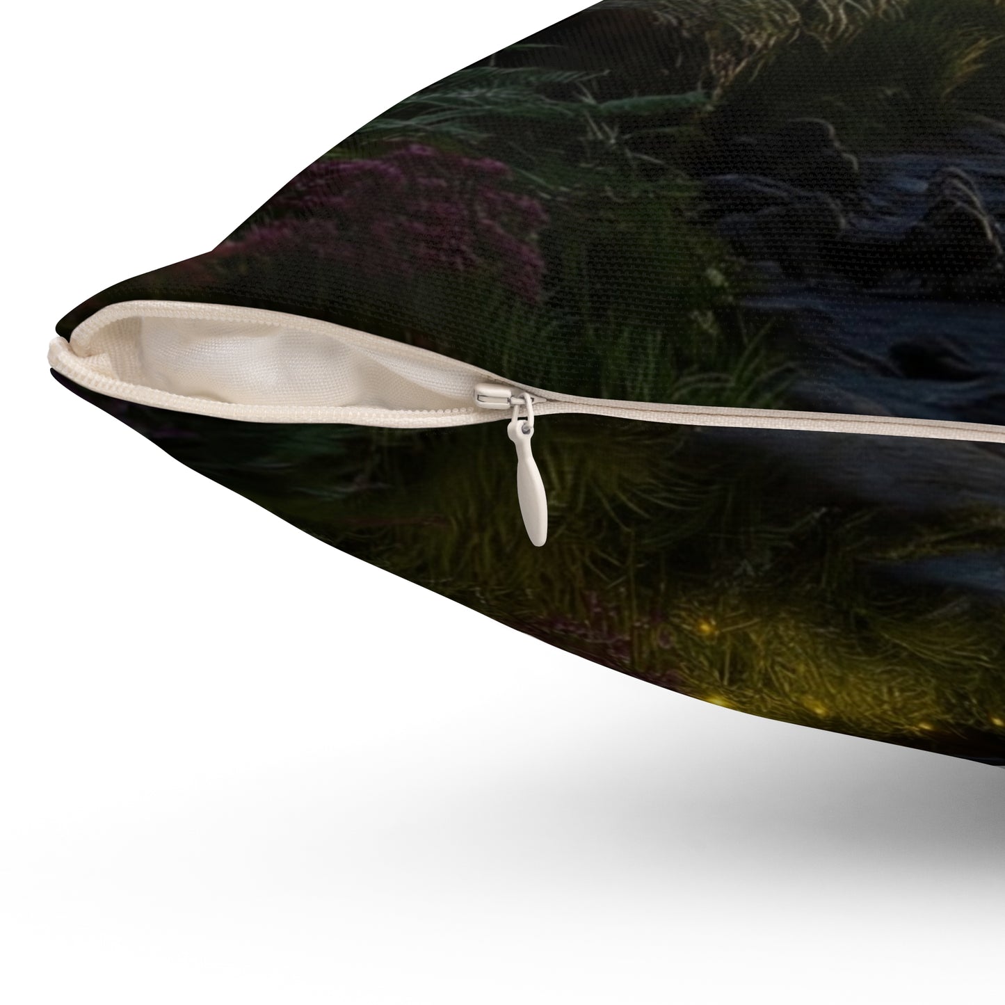 Celestial Stream Spun Polyester Square Pillow – Whispering Forest Dreamscape