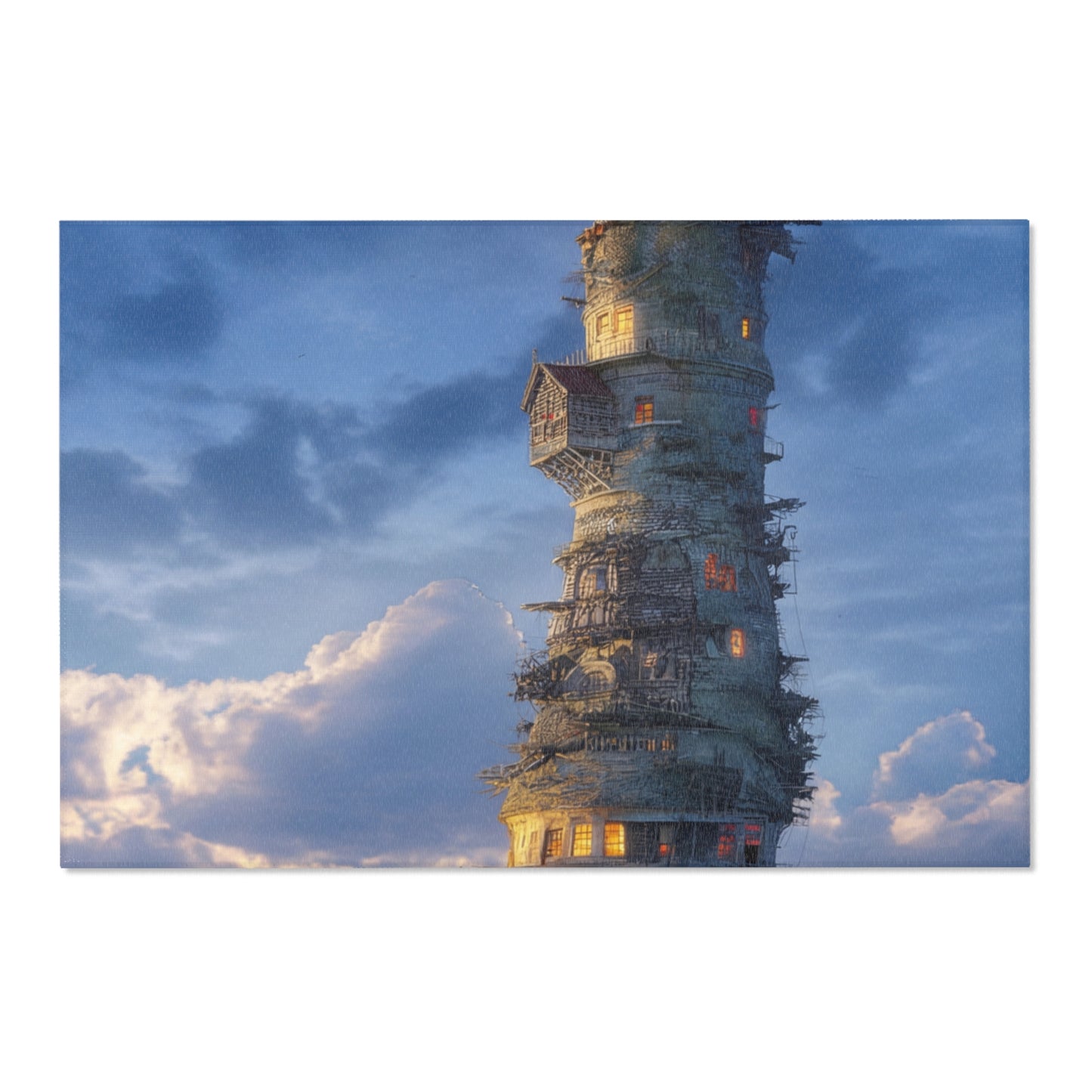 Aerial Lighthouse Area Rug – Twilight Skywatcher Dreamscape
