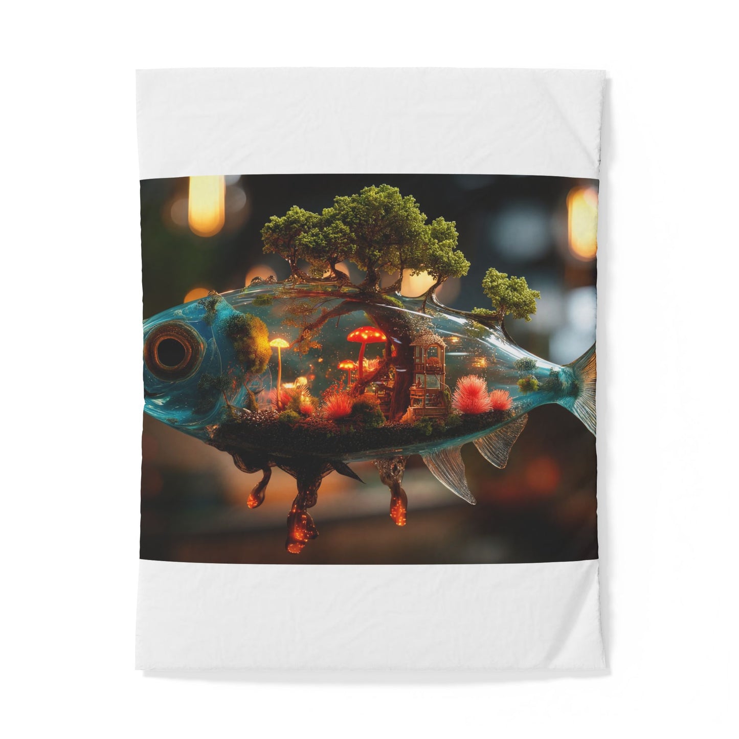 Forest Within Fish Cotton Duvet Cover – Bioluminescent Underwater Sanctuary