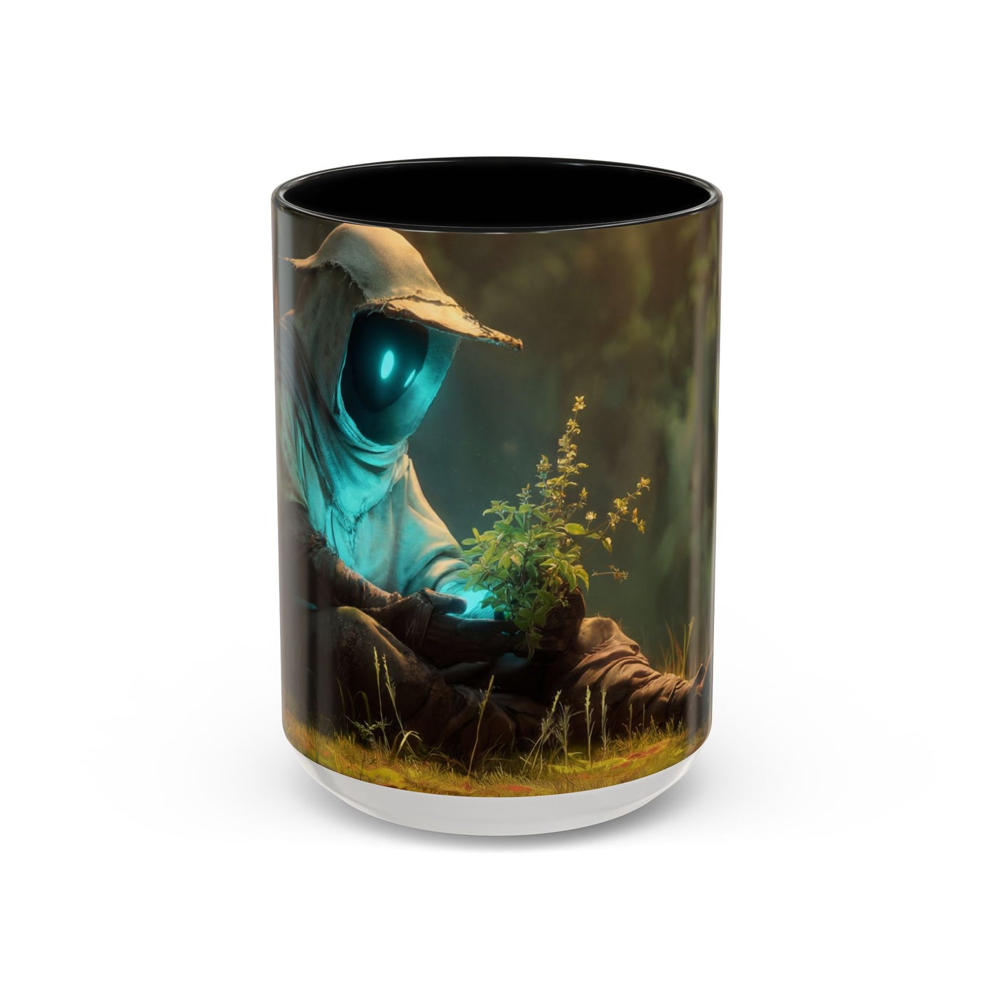 Forest Sentinel Accent Coffee Mug (11, 15oz) – Luminescent Guardian in Dappled Light