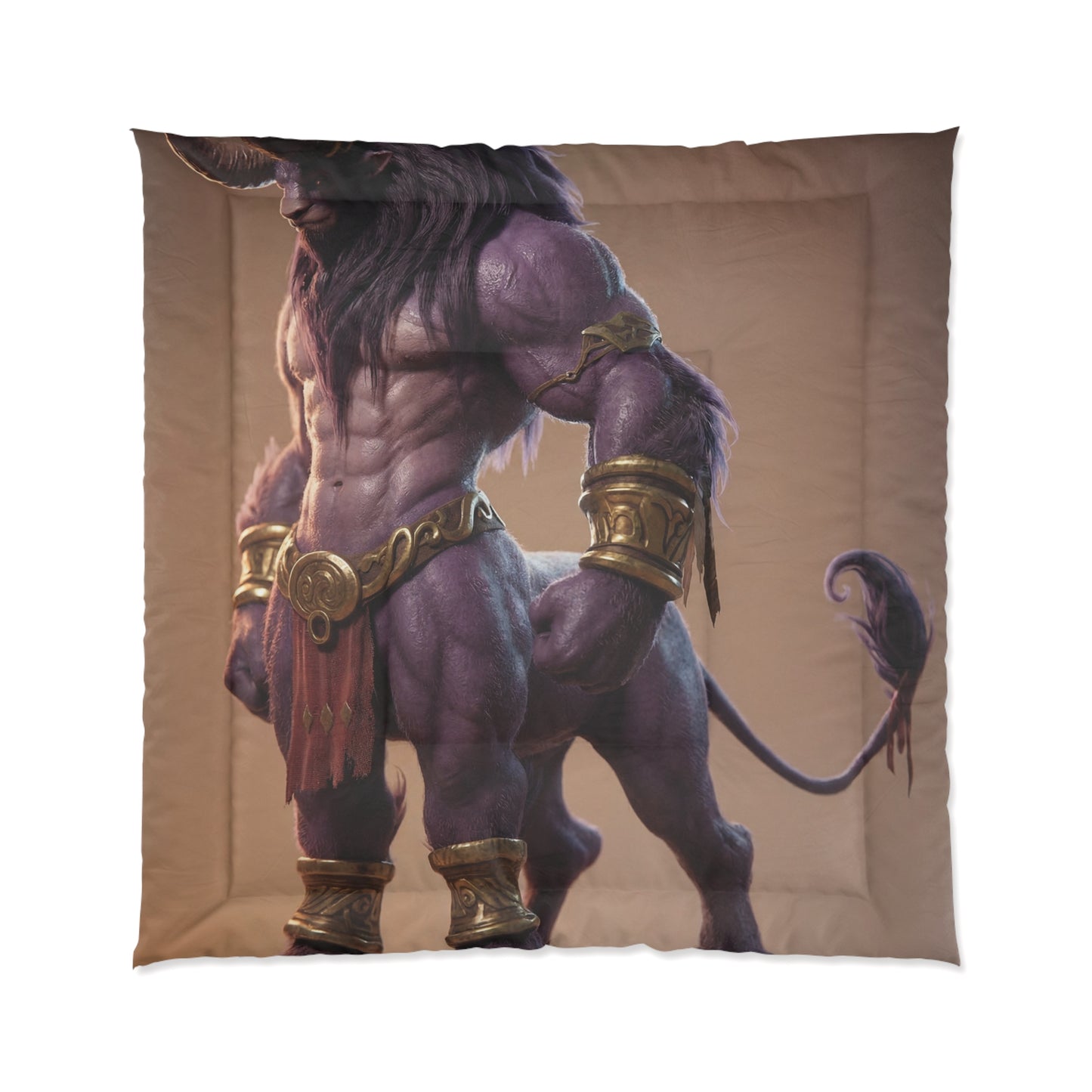 Purple Bull Sentinel Comforter – Ancient Warrior’s Quiet Vigil