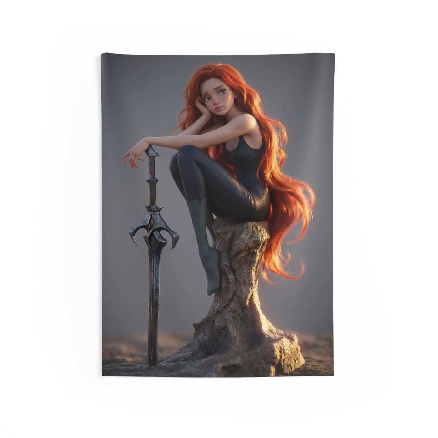 Crimson Sentinel Indoor Wall Tapestries – Sunset Vigil on the Stone