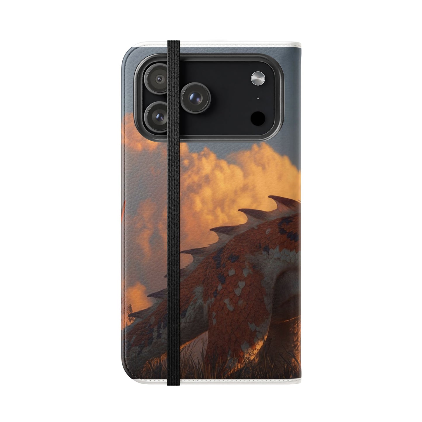 Gilded Dragon Flip Cases – Amber Sunset Guardian