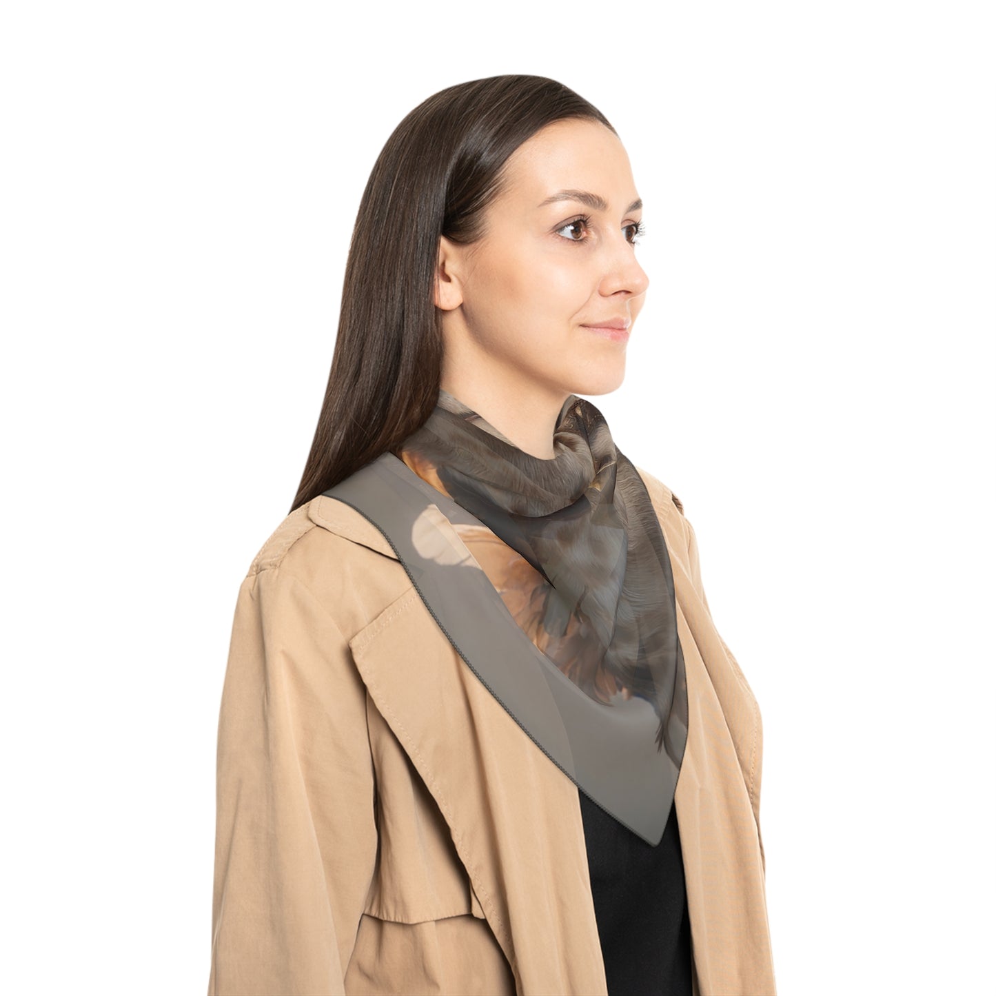 Crowned Feline Sentinel Poly Scarf – Golden Dawn Warrior Dreamscape