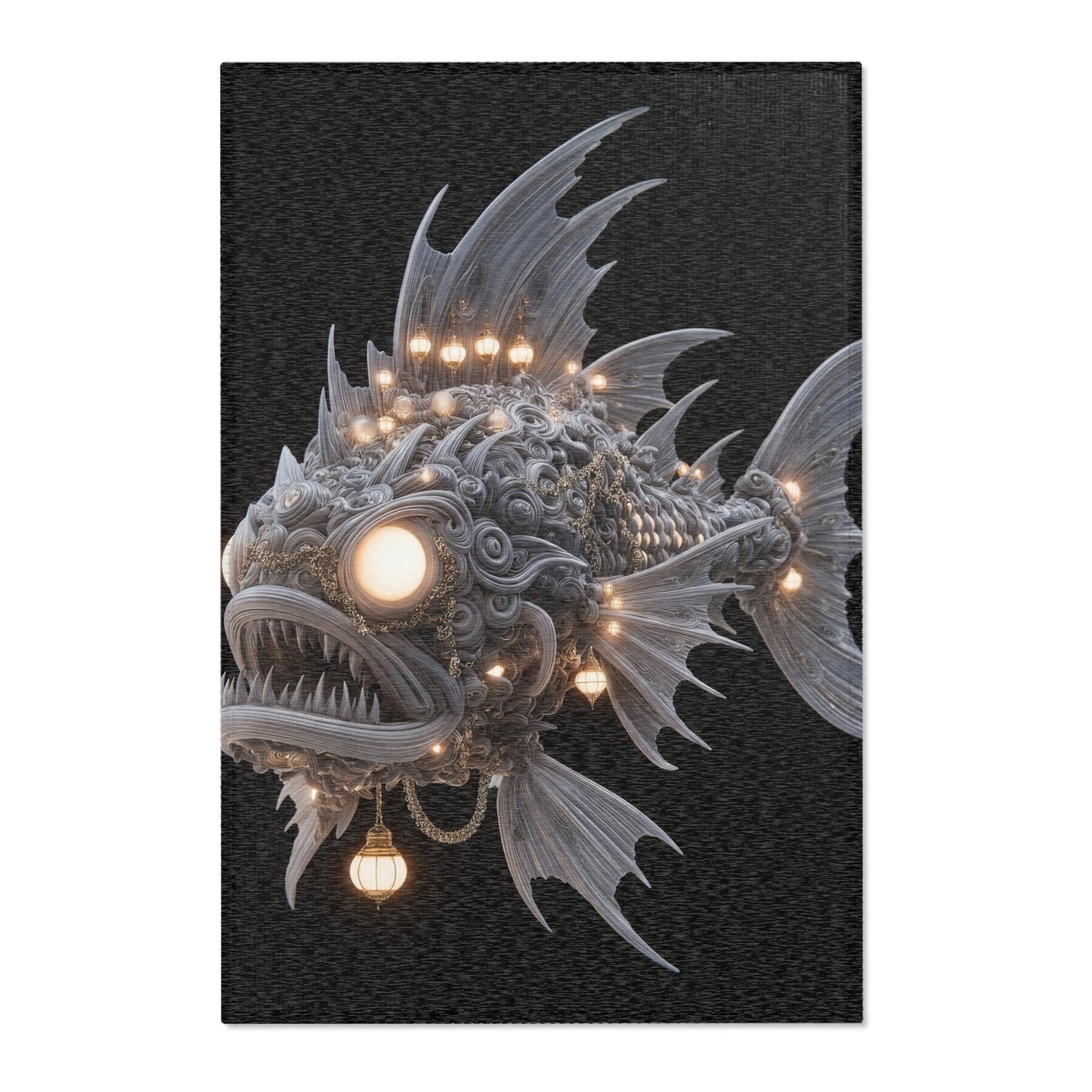 Luminescent Deep-Sea Leviathan Rug – Whispering Lanterns of the Abyss