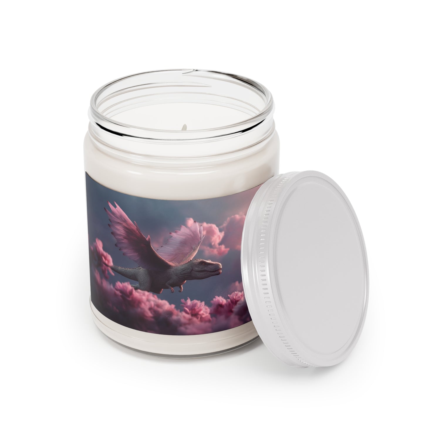 Pink Cloud Dragon Scented Soy Candles with White Lid, 9oz – Soaring Through Twilight Bloom