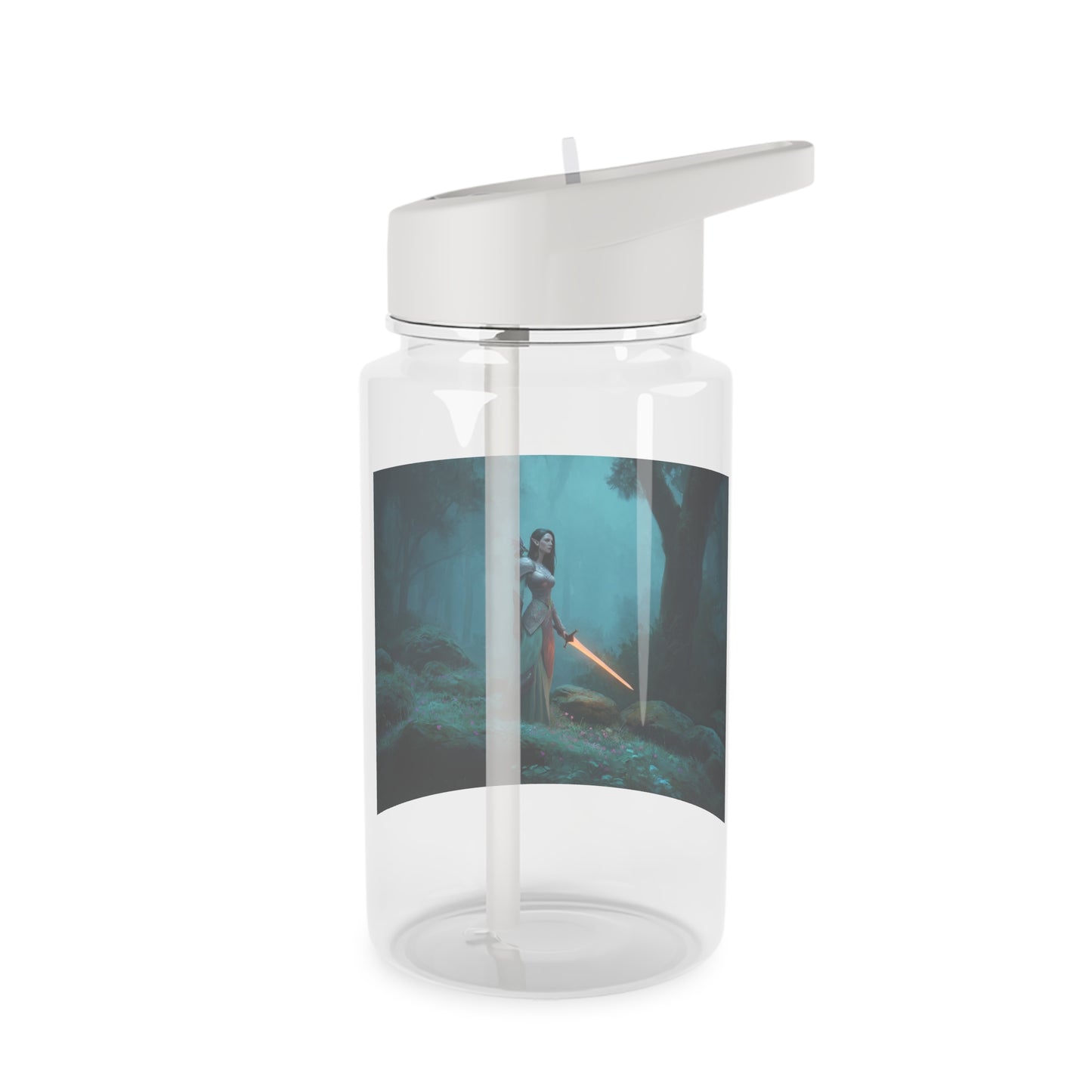 Glowing Blade Elven Sentinel Tritan Water Bottle – Misty Forest Guardian