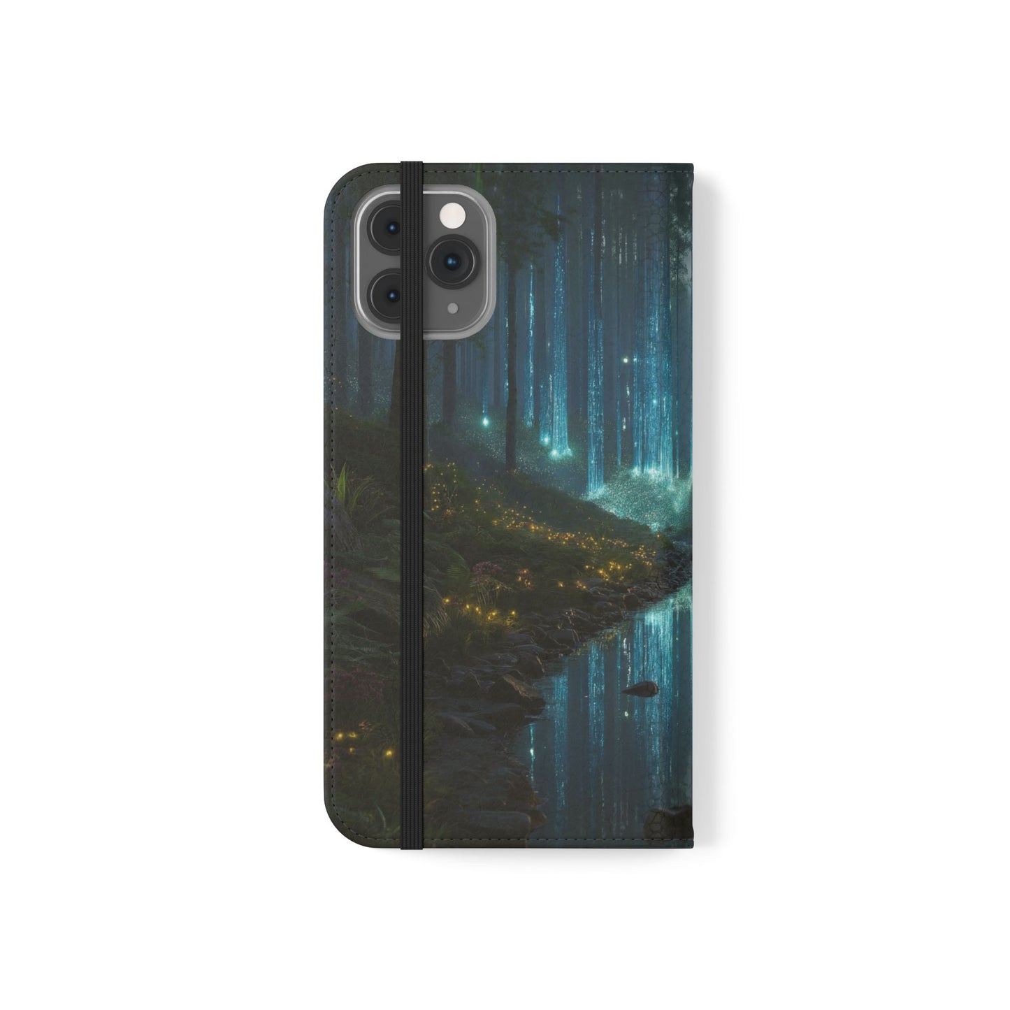 Bioluminescent Forest Flip Cases – Cyan Lightfall Stream Cover