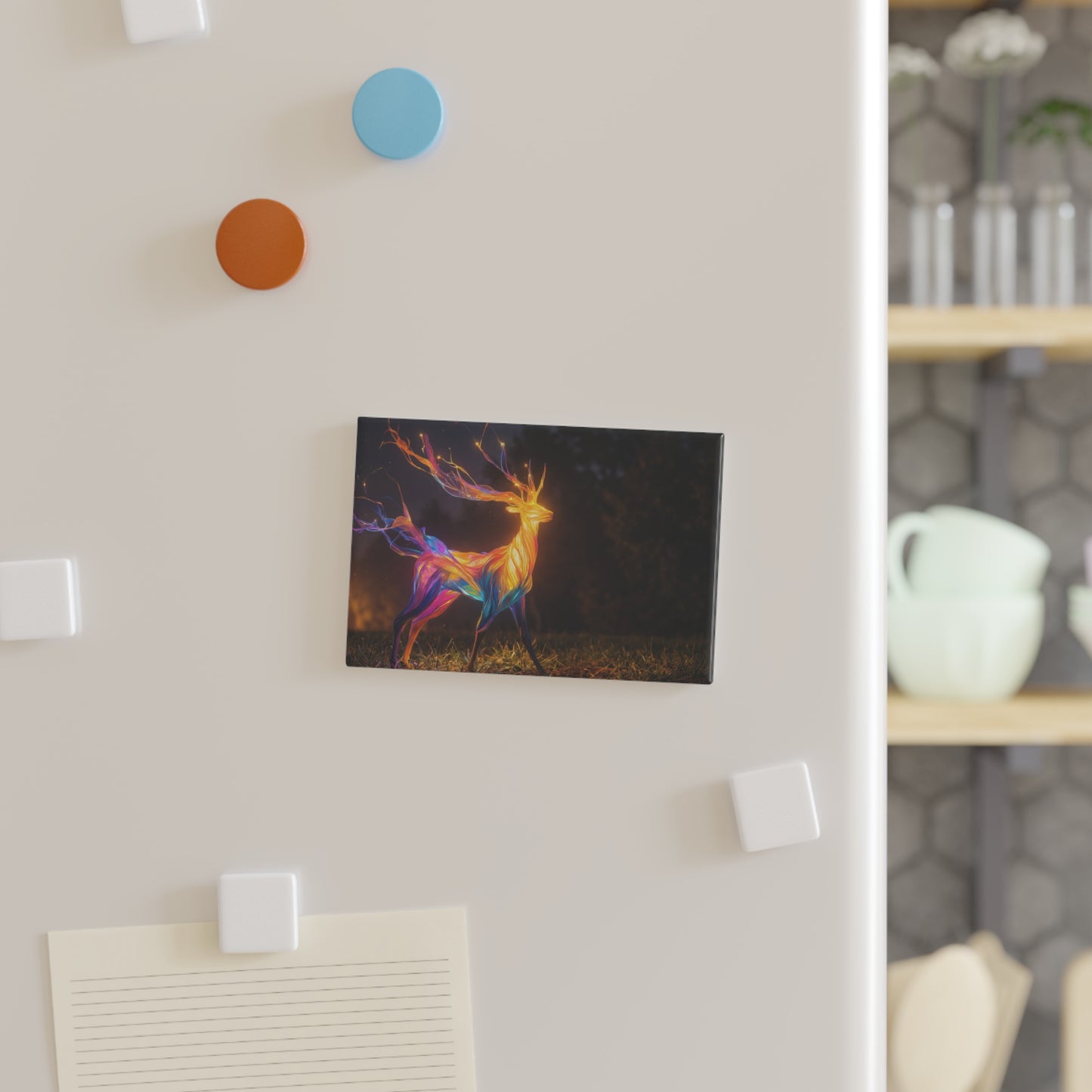Chromatic Stag Button Magnet, Rectangle (1 & 10 pcs) – Luminescent Forest Spirit