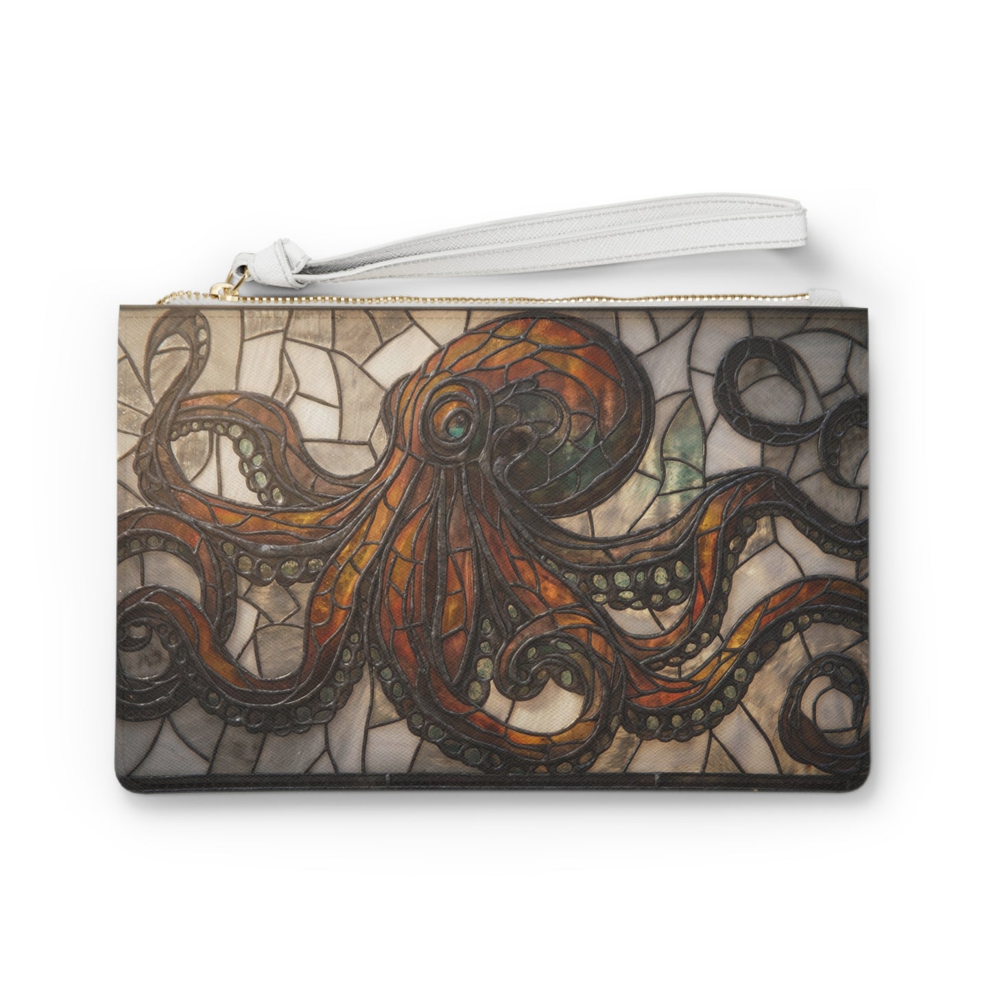 Stained Glass Octopus Clutch Bag – Amber Tide Guardian