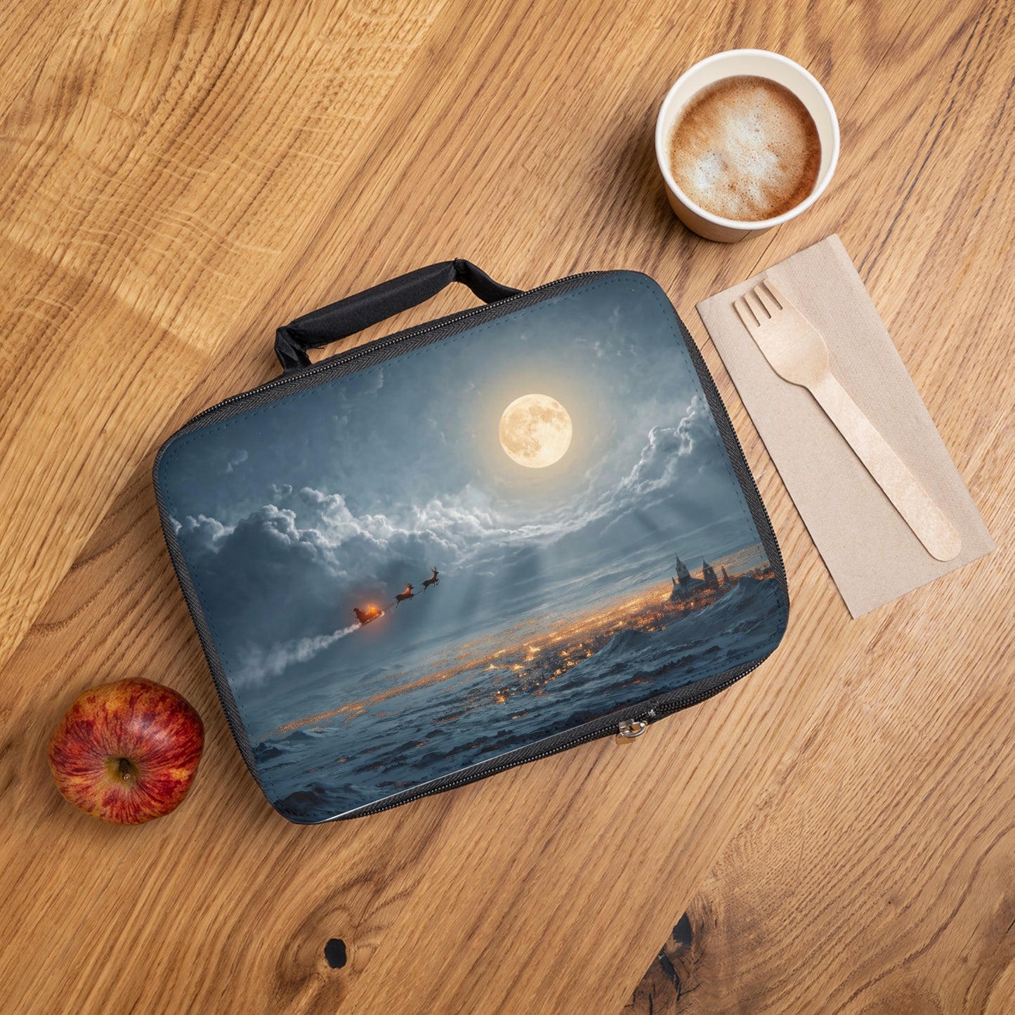 Midnight Reindeer Sleigh Lunch Bag – Glow of the Winter Sky