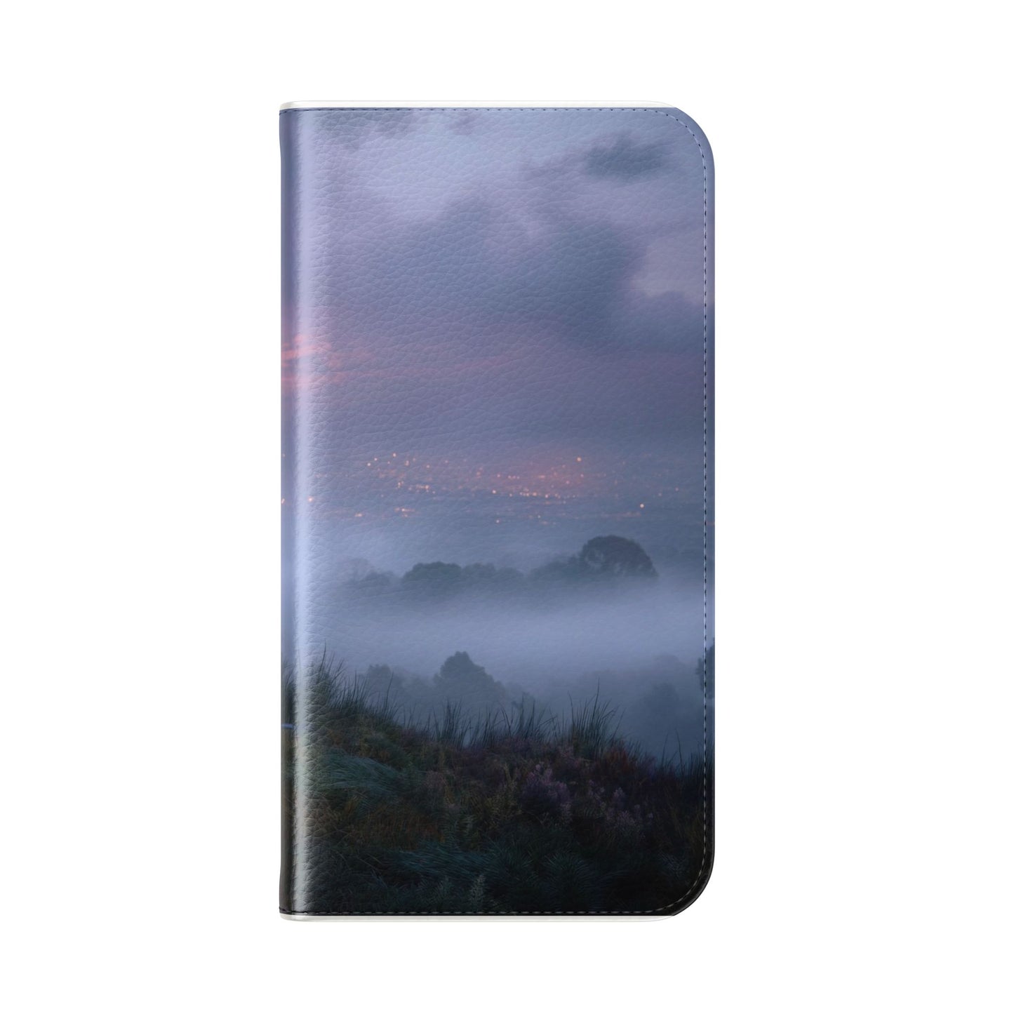 Misty Hilltop Flip Cases – Red-Haired Wanderer at Twilight