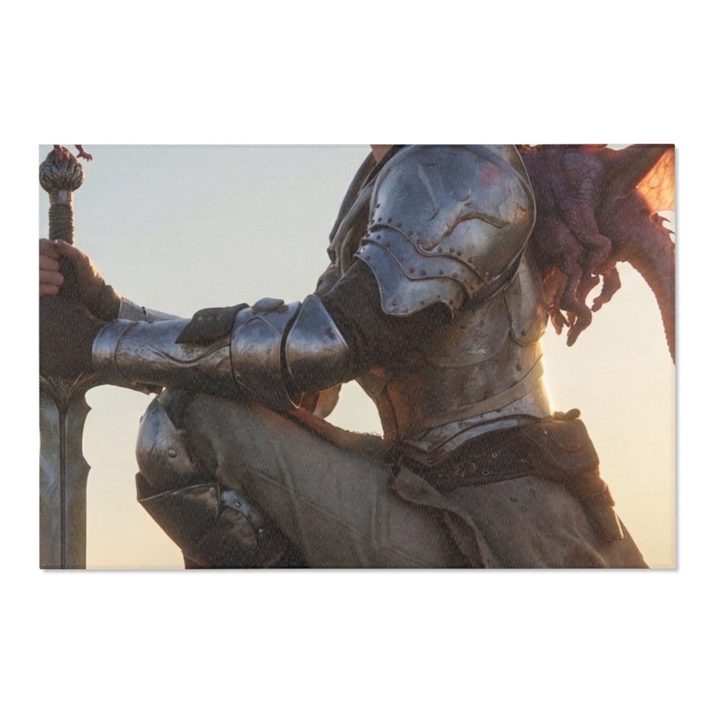 Dragon Sentinel Area Rugs – Sunset Peak Guardian Scene