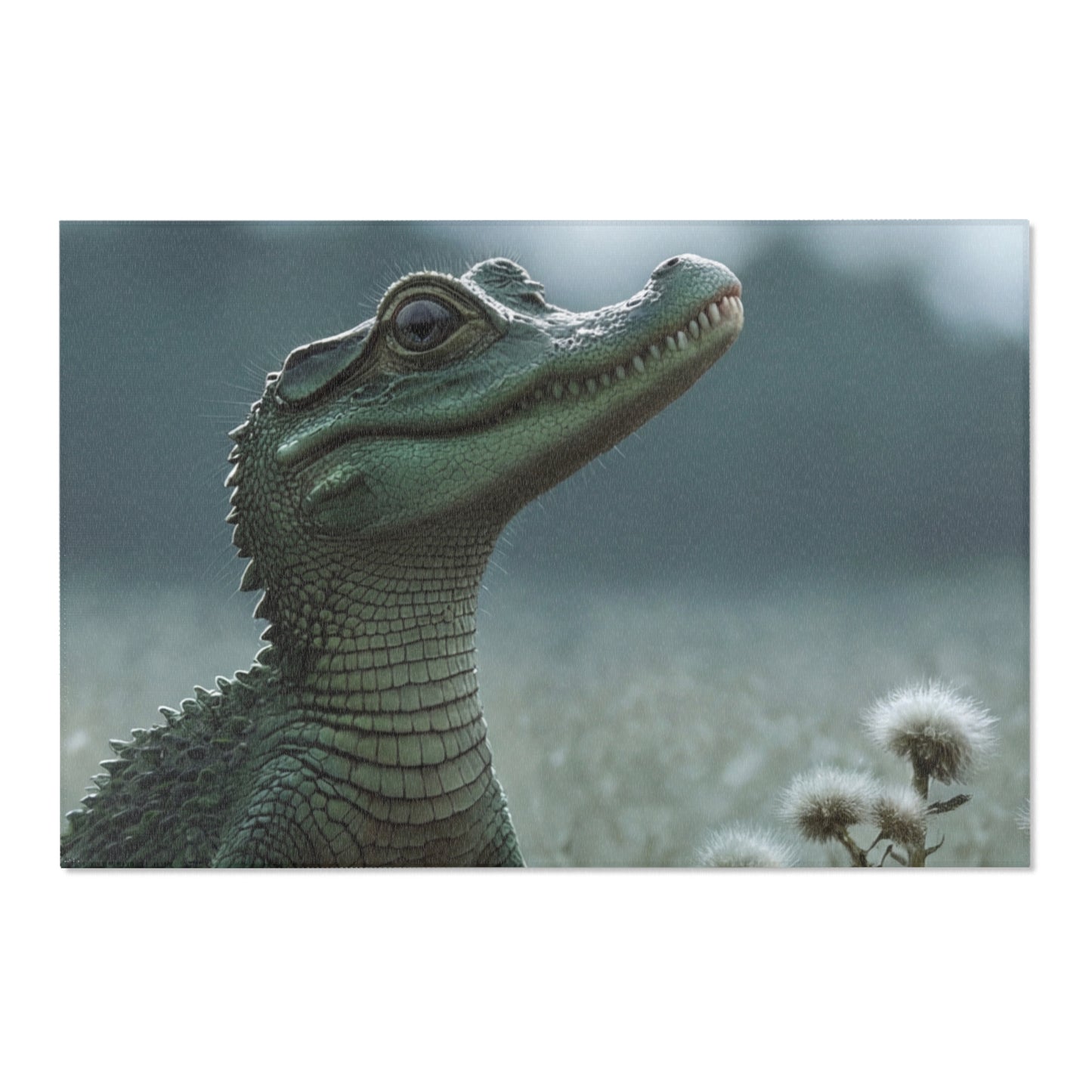 Curious Caiman Rug – Misty Meadow Encounter