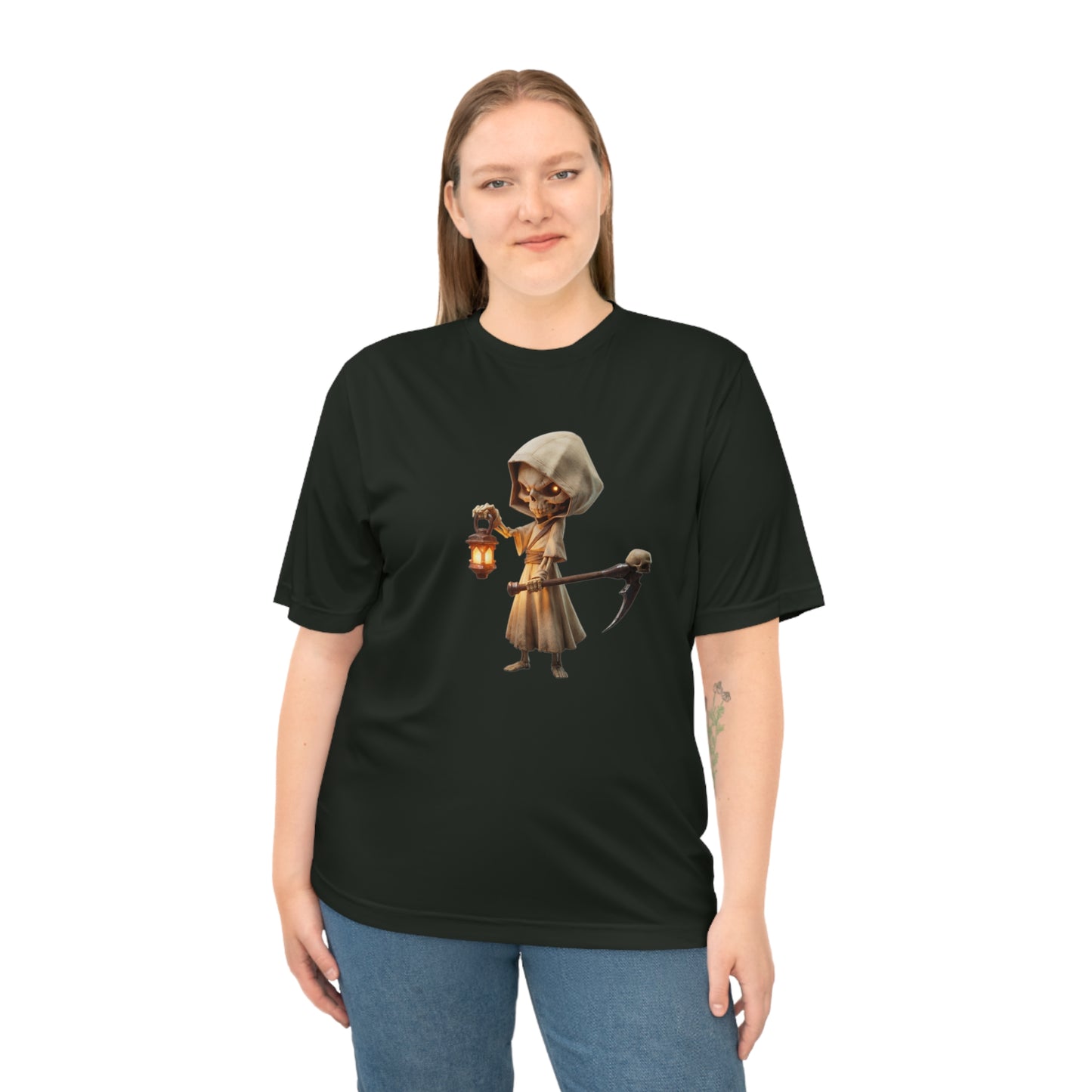 Lantern-Bearer Skeleton Hoodie – Warm Beacon Graphic Unisex Zone Performance T-shirt