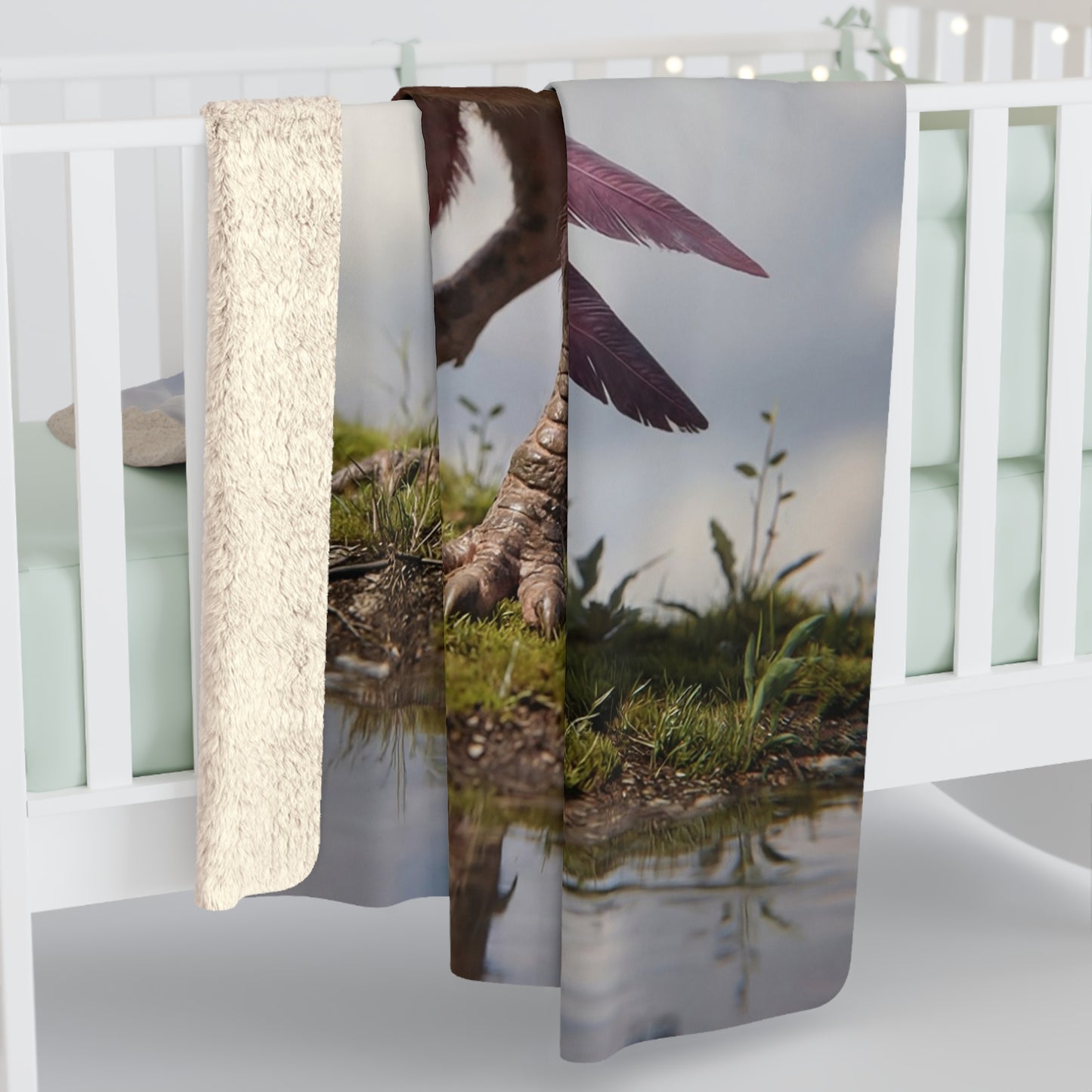 Pink Dawn Sentinel Sherpa Fleece Blanket – Soft-Feathered Sky Guardian
